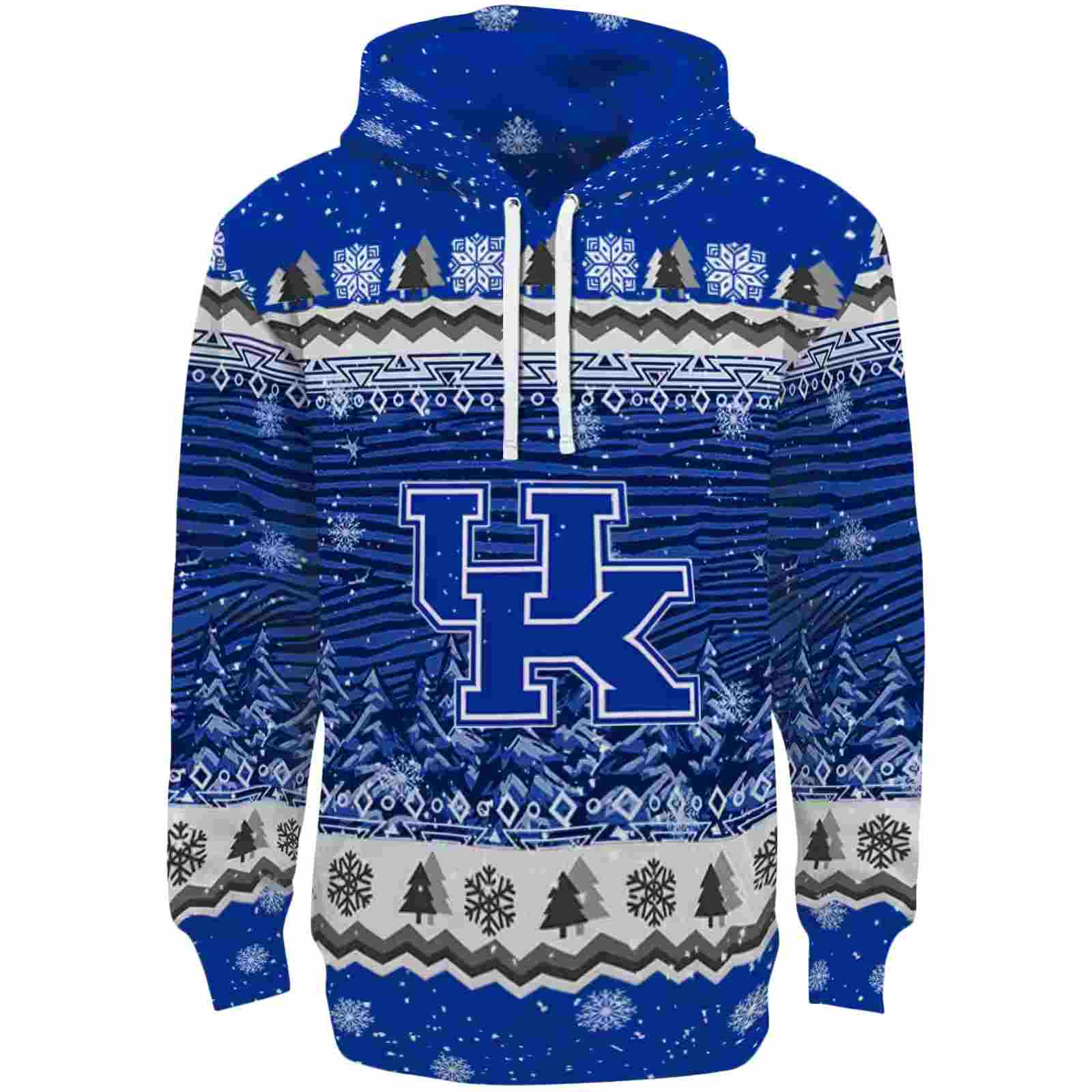 Kentucky Wildcats Christmas Trees Blue Hoodie