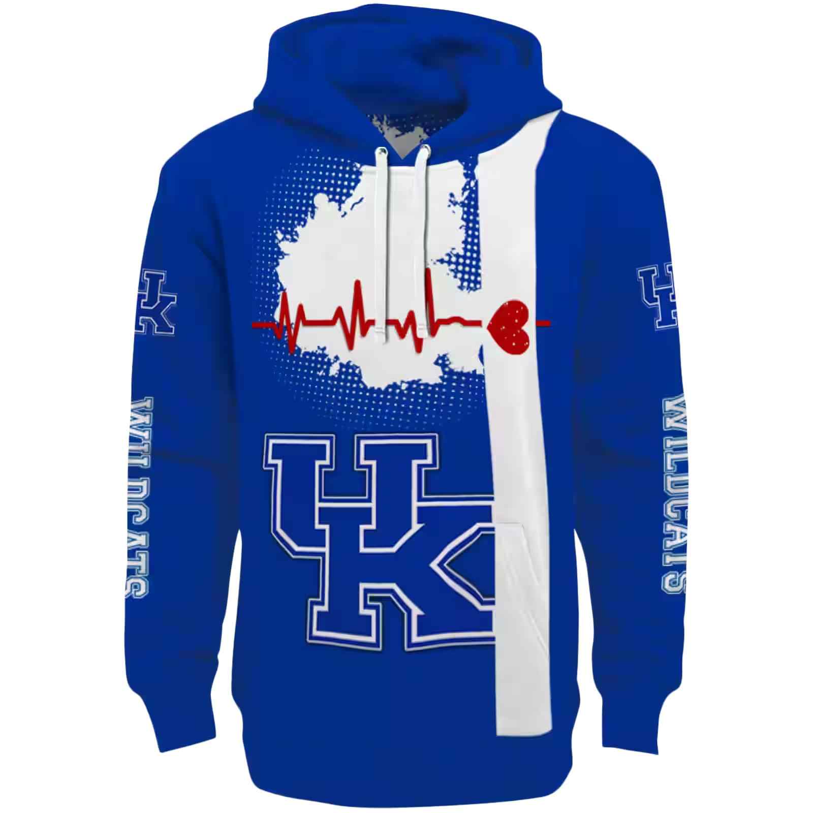 Kentucky Wildcats Football Heartbeat Blue Hoodie