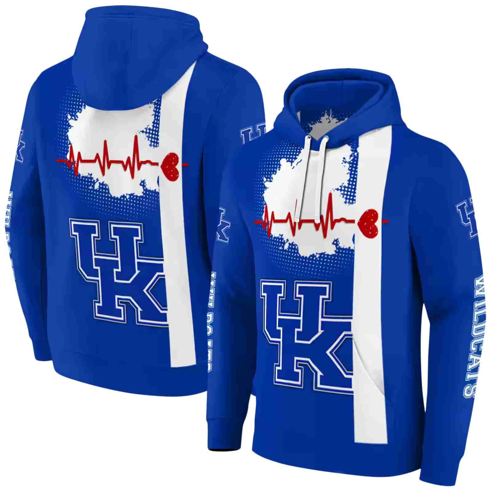 kentucky wildcats football heartbeat blue hoodie fashion forward