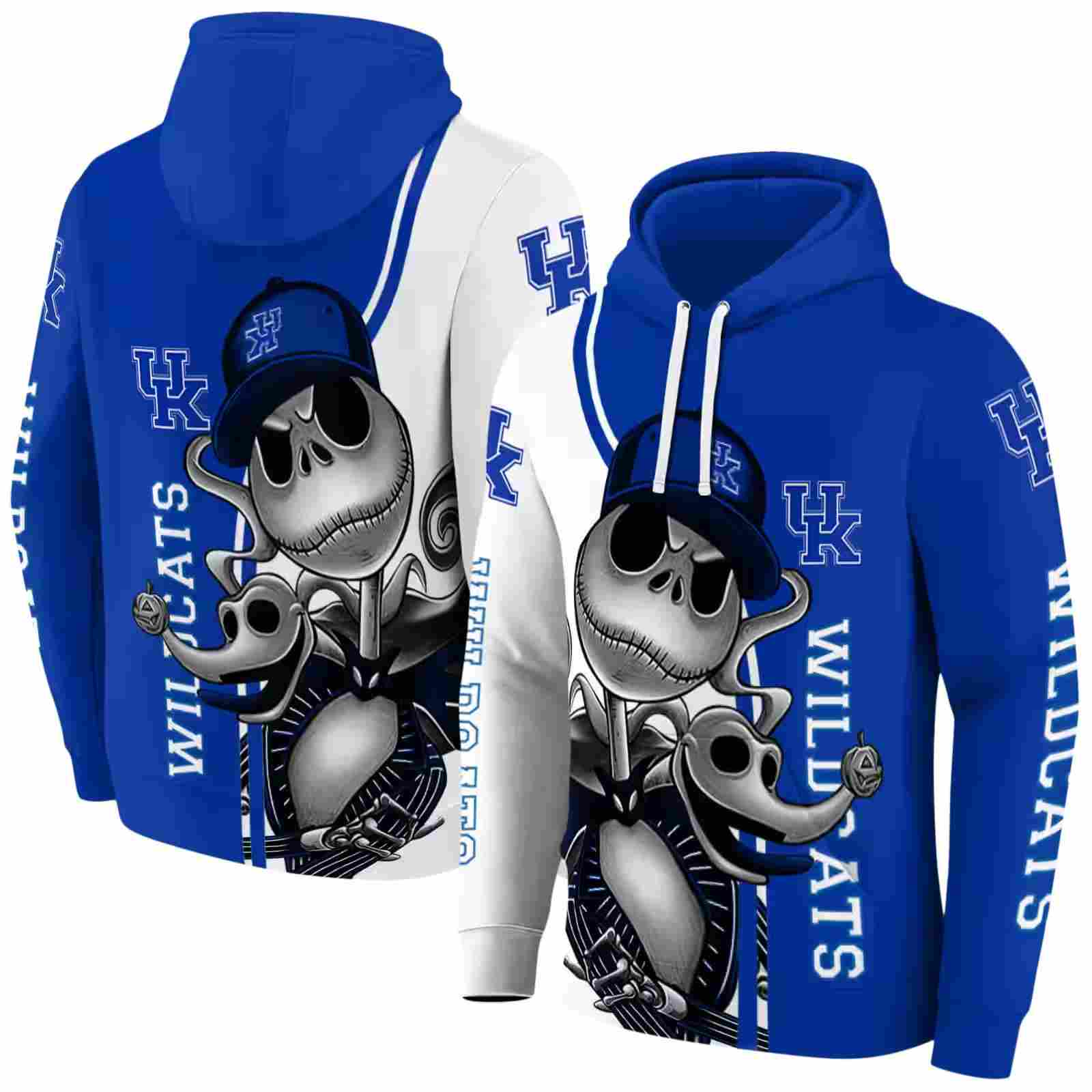 kentucky wildcats jack skellington blue hoodie fashion forward