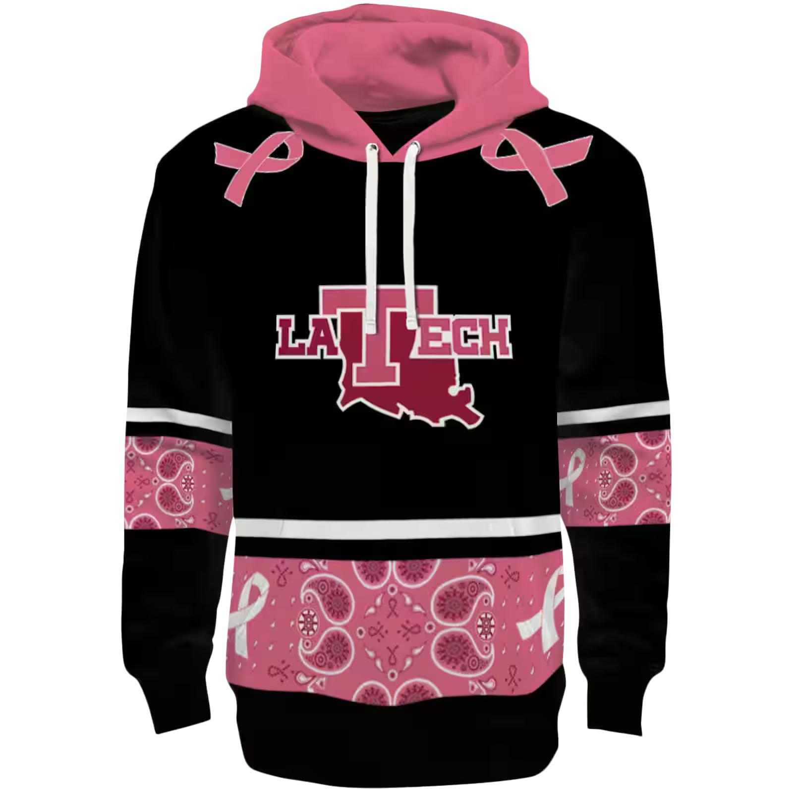 LA Tech Awareness Ribbon Black Pink Hoodie