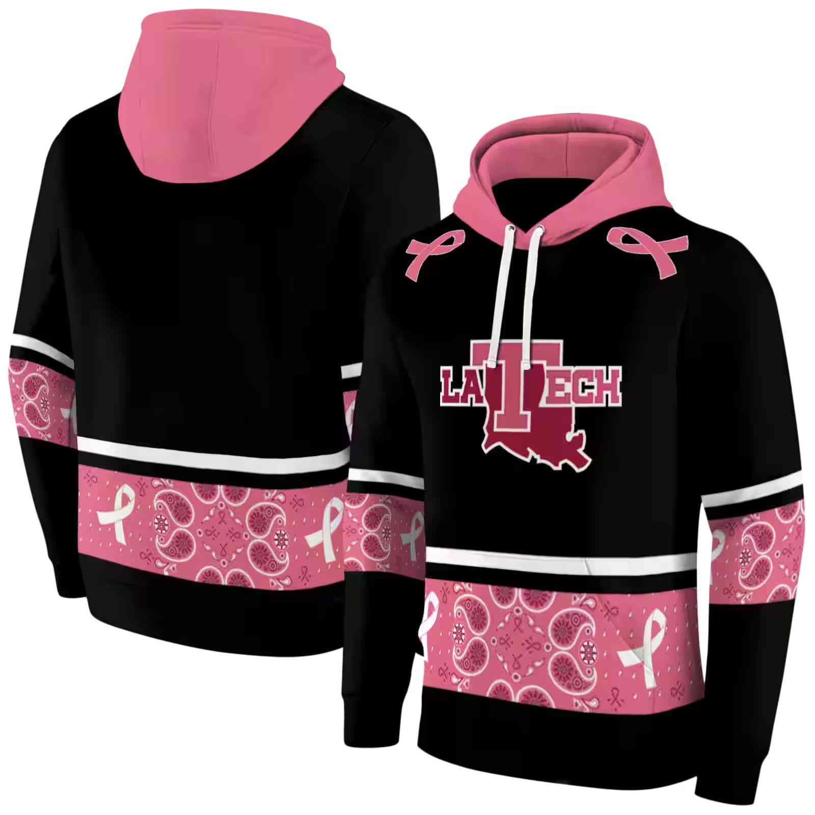 la tech awareness ribbon black pink hoodie fashion forward