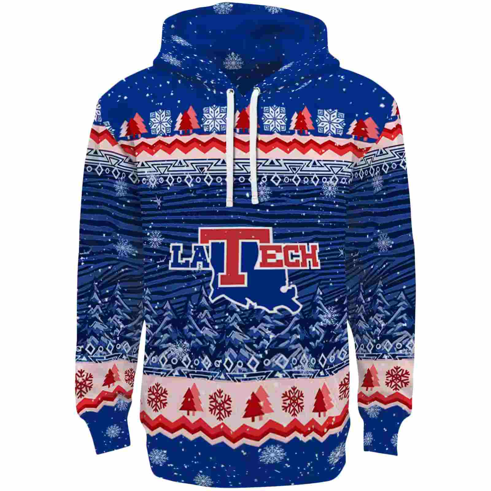 LA Tech Christmas Trees Blue Hoodie