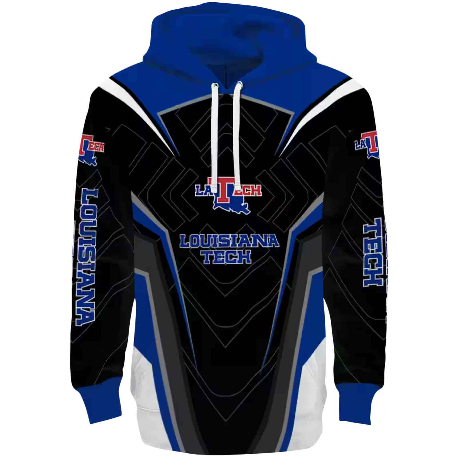 LA Tech Futuristic Pattern Blue Black Hoodie