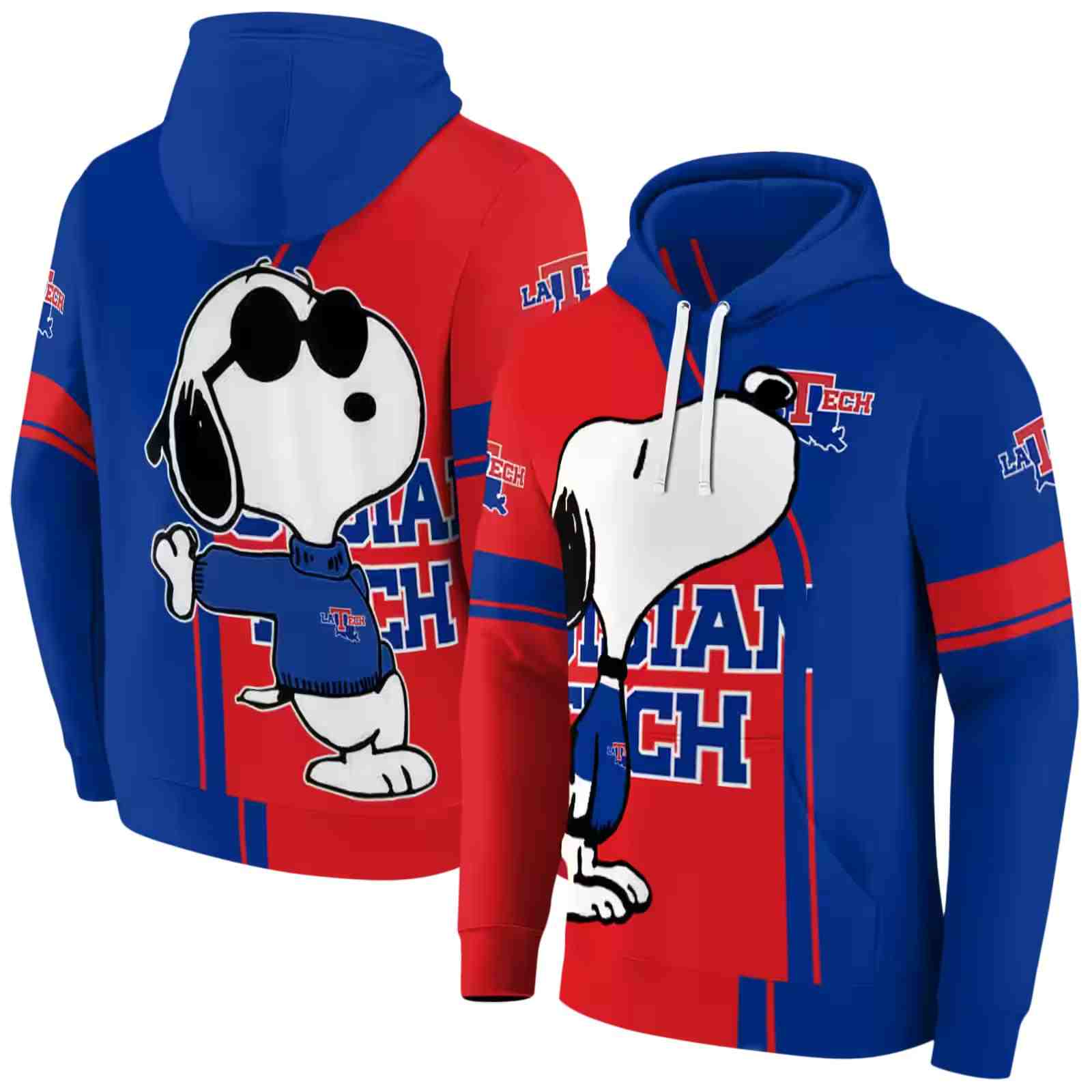 la tech playful snoopy blue hoodie fashion forward