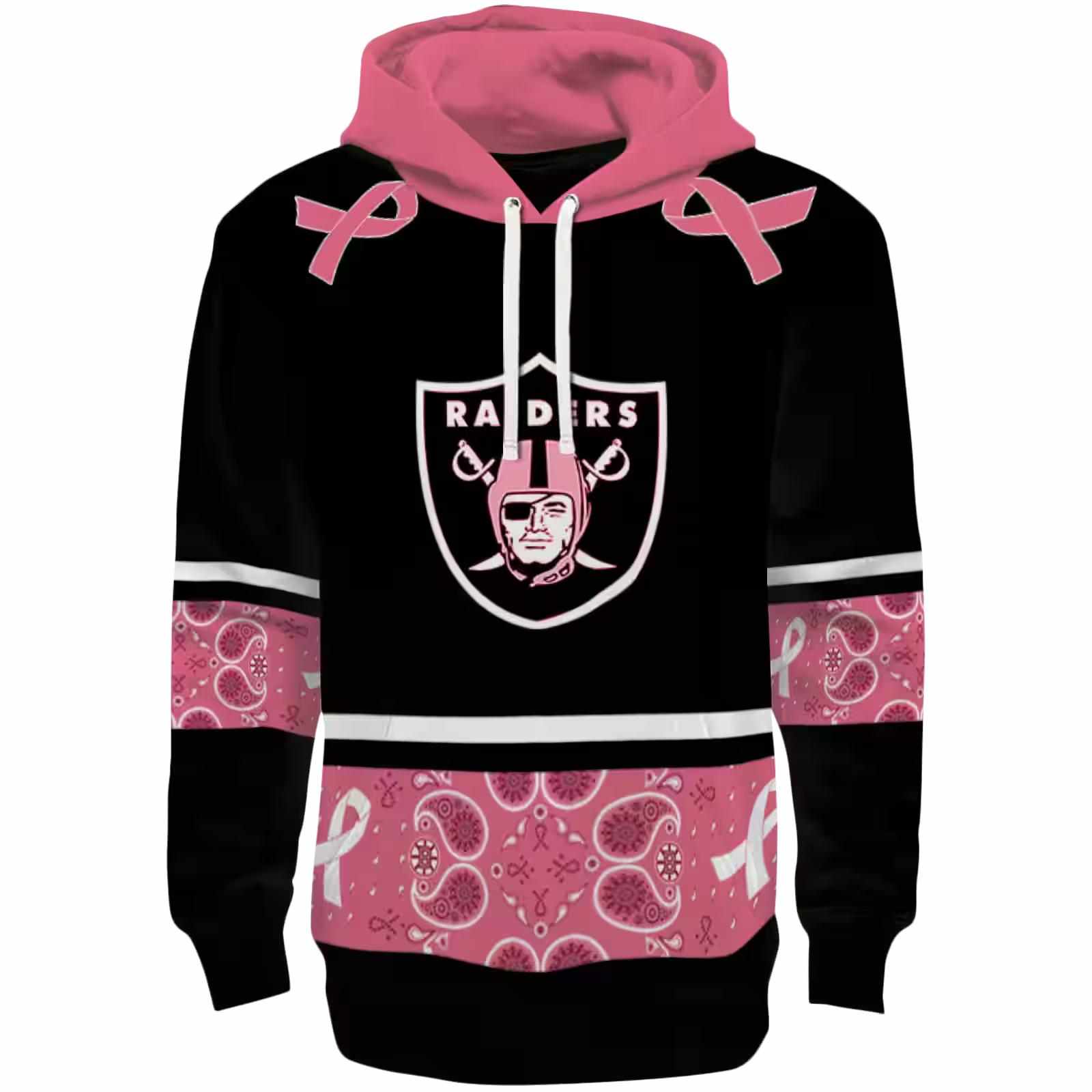 Las Vegas Raiders Awareness Ribbon Black Pink Hoodie