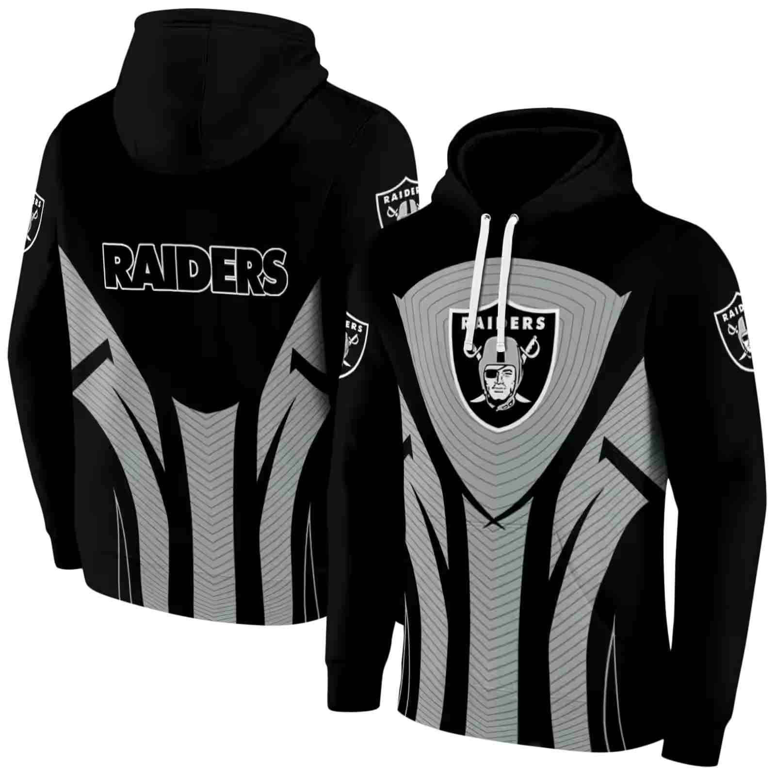 las vegas raiders concentric lines black hoodie fashion forward