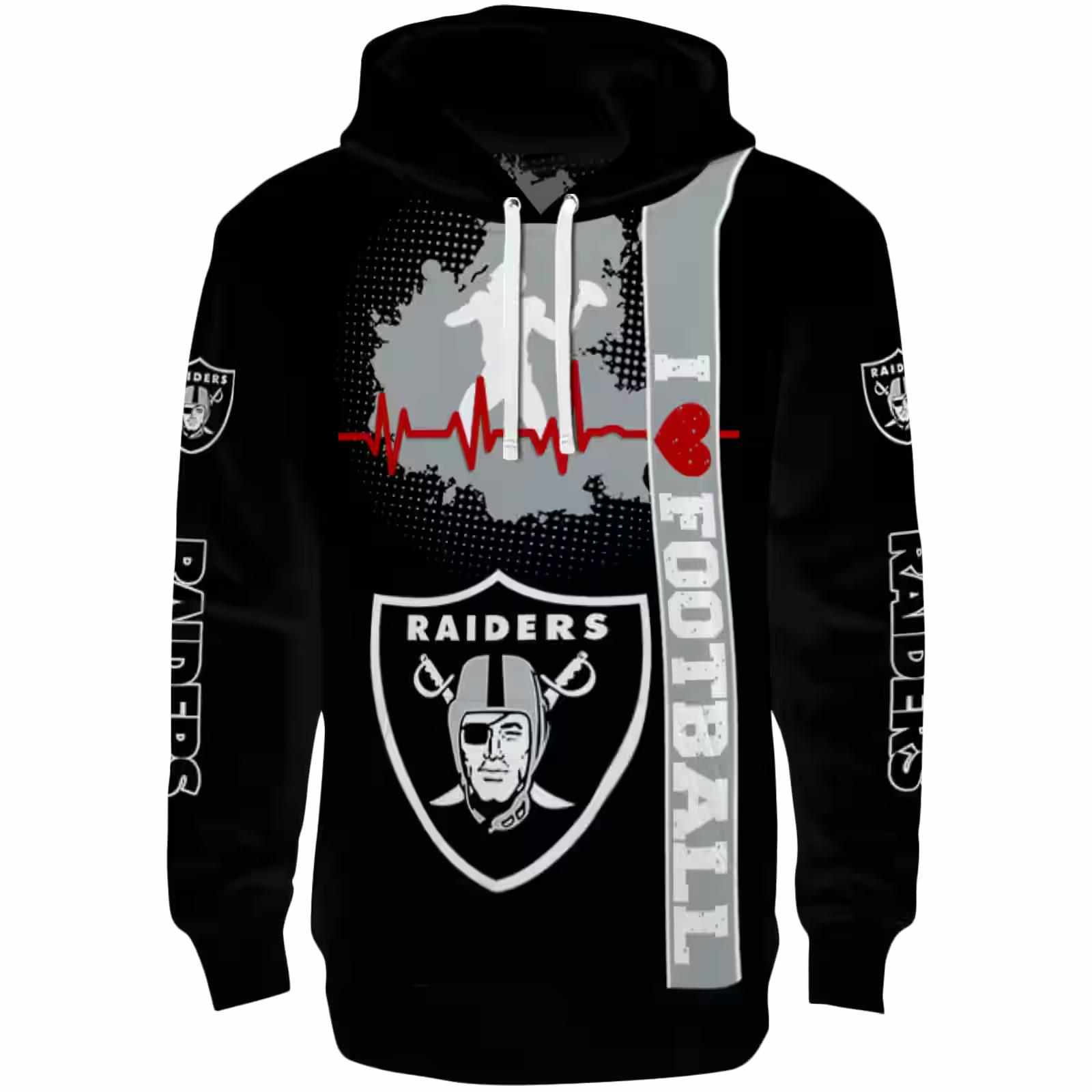 Las Vegas Raiders Football Heartbeat Black Hoodie