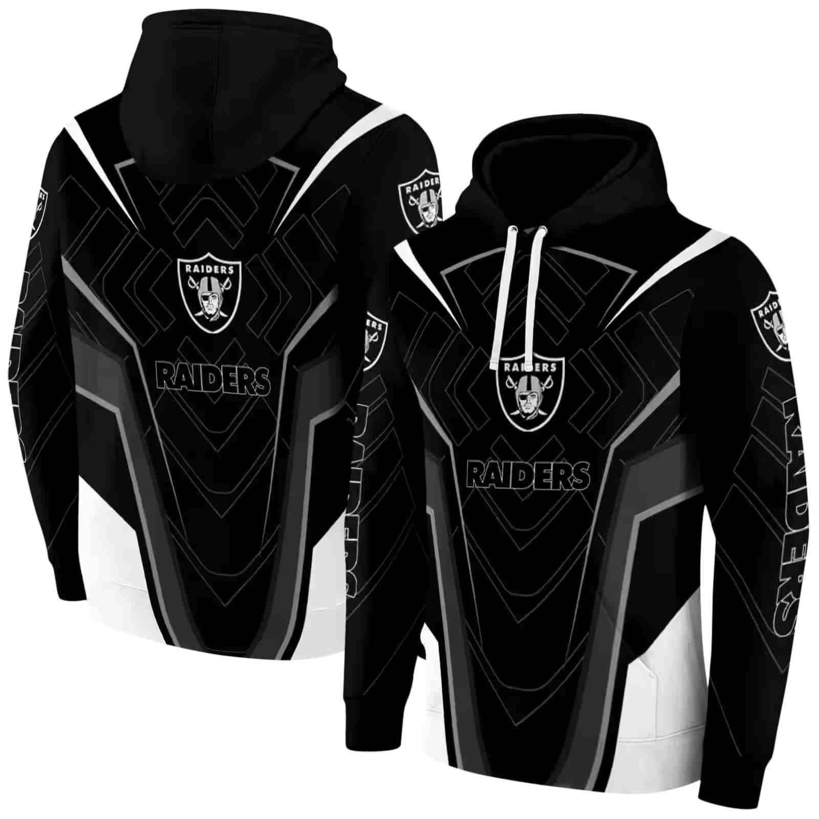 las vegas raiders futuristic pattern black hoodie fashion forward