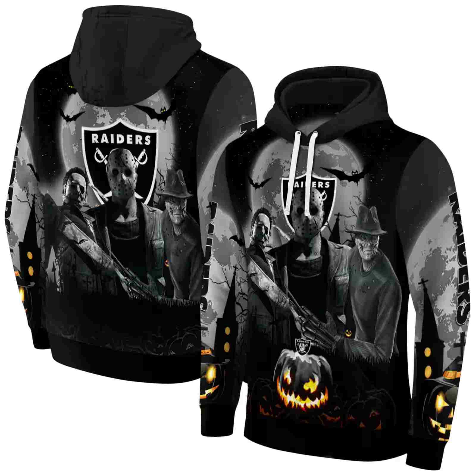 las vegas raiders halloween vibes black hoodie fashion forward