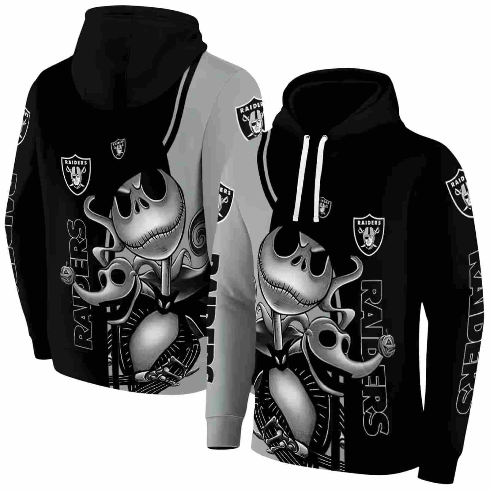 las vegas raiders jack skellington black hoodie fashion forward