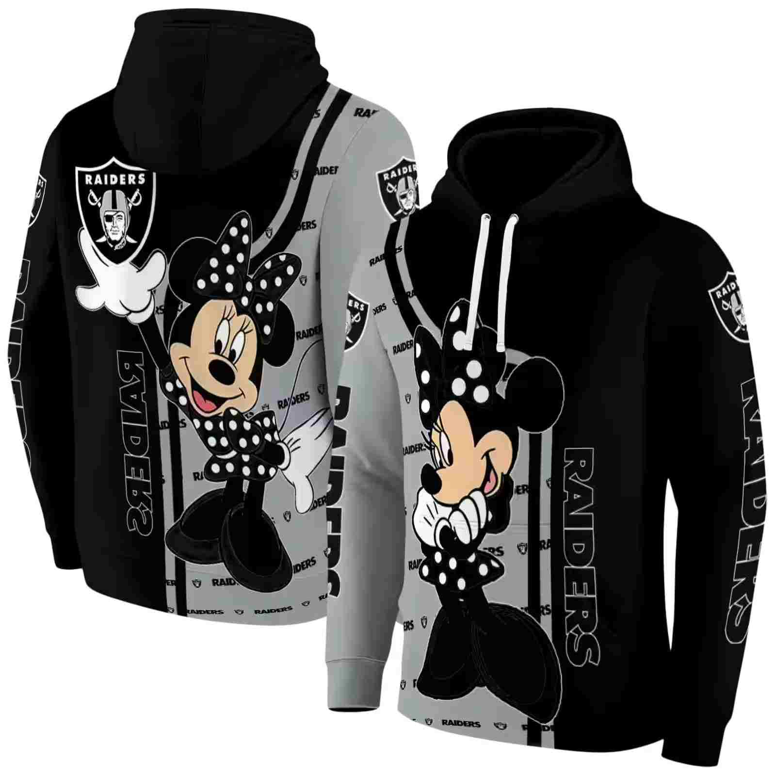 las vegas raiders minnie mouse black hoodie fashion forward