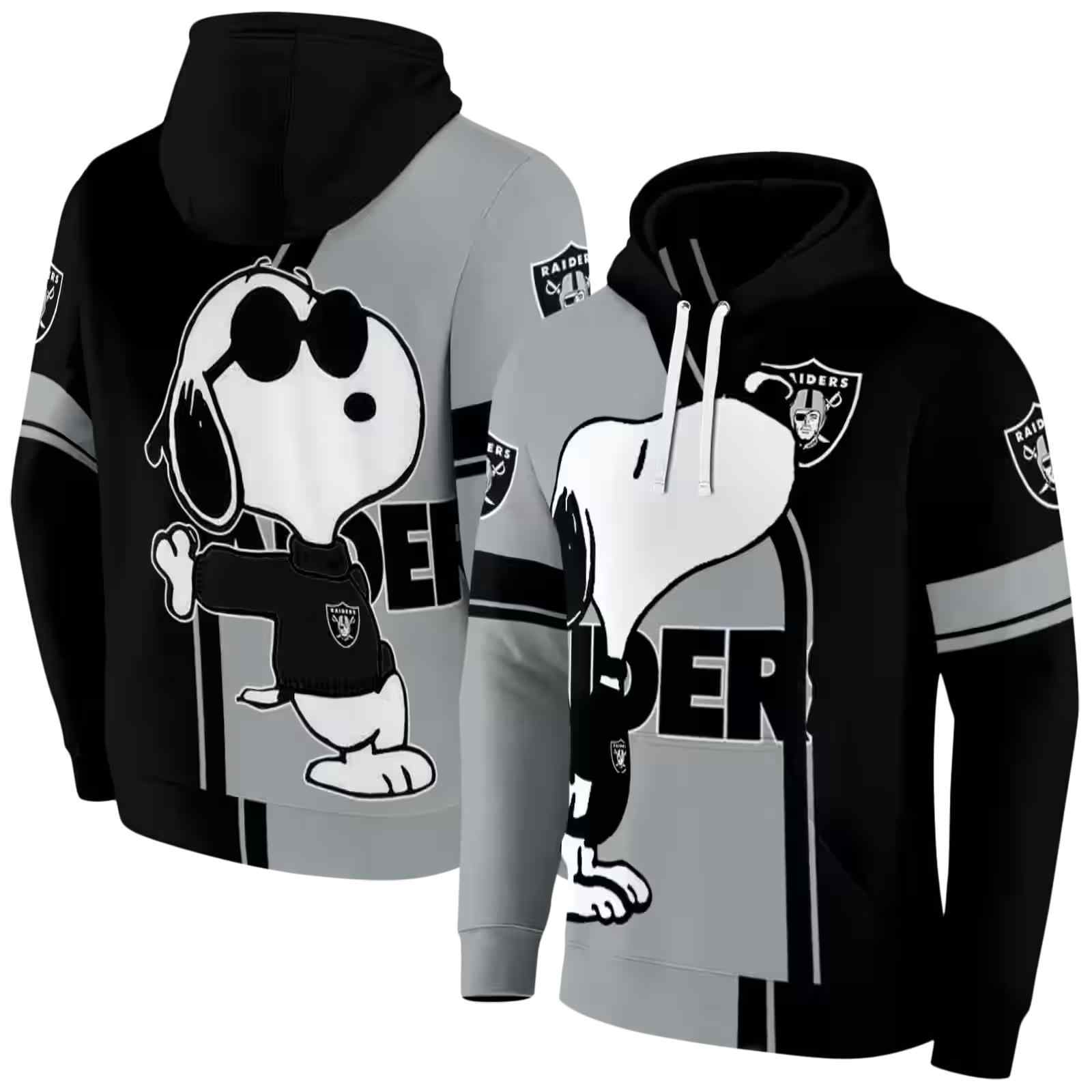 las vegas raiders playful snoopy black hoodie fashion forward