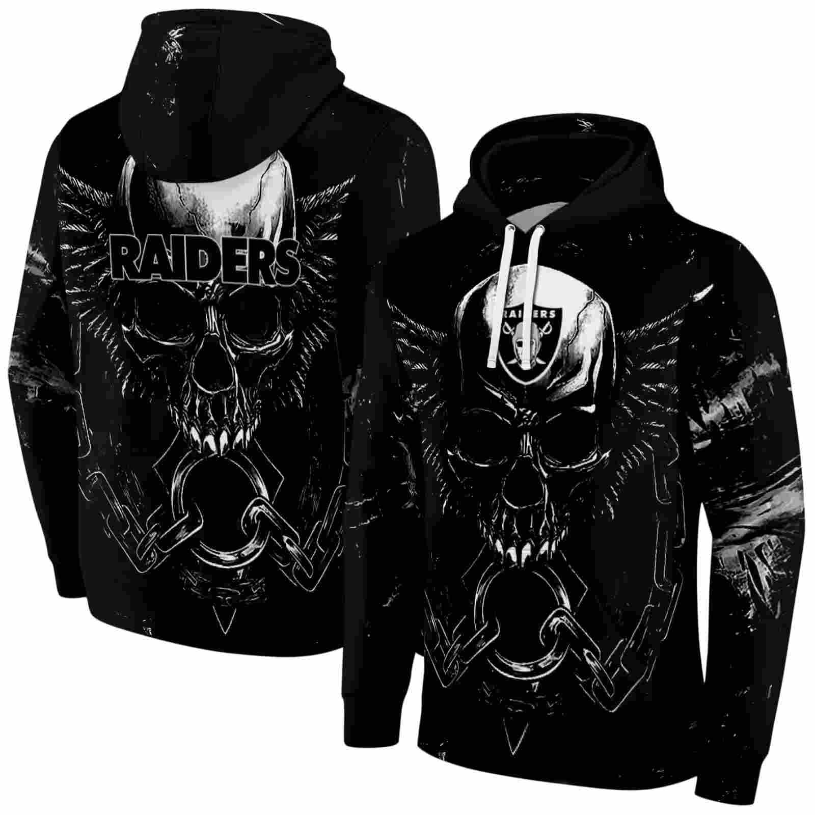 las vegas raiders skull artwork black hoodie fashion forward