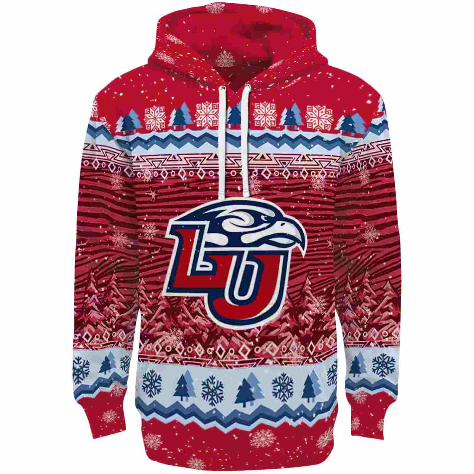 Liberty Flames Christmas Trees Red Hoodie