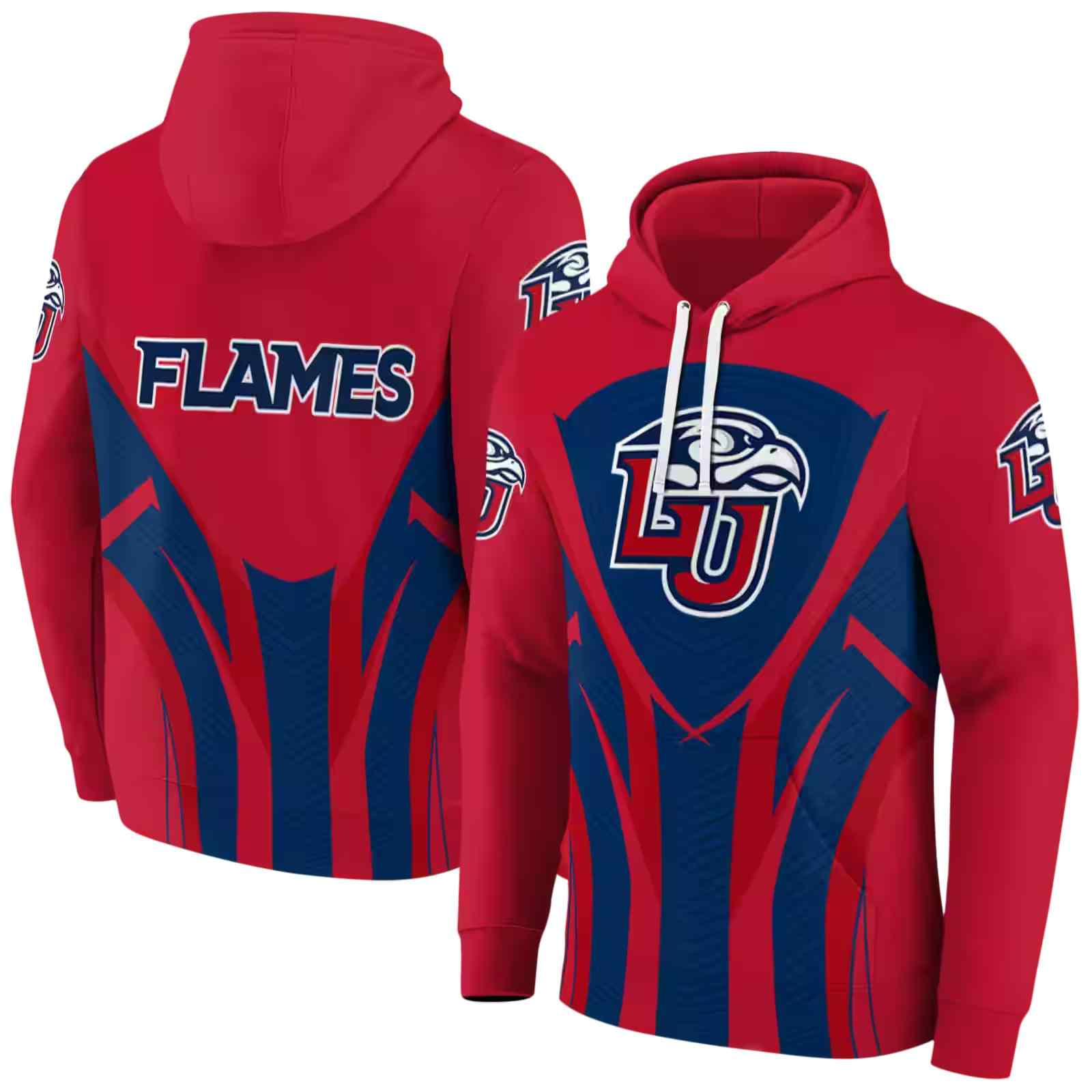 liberty flames concentric lines red black hoodie fashion forward
