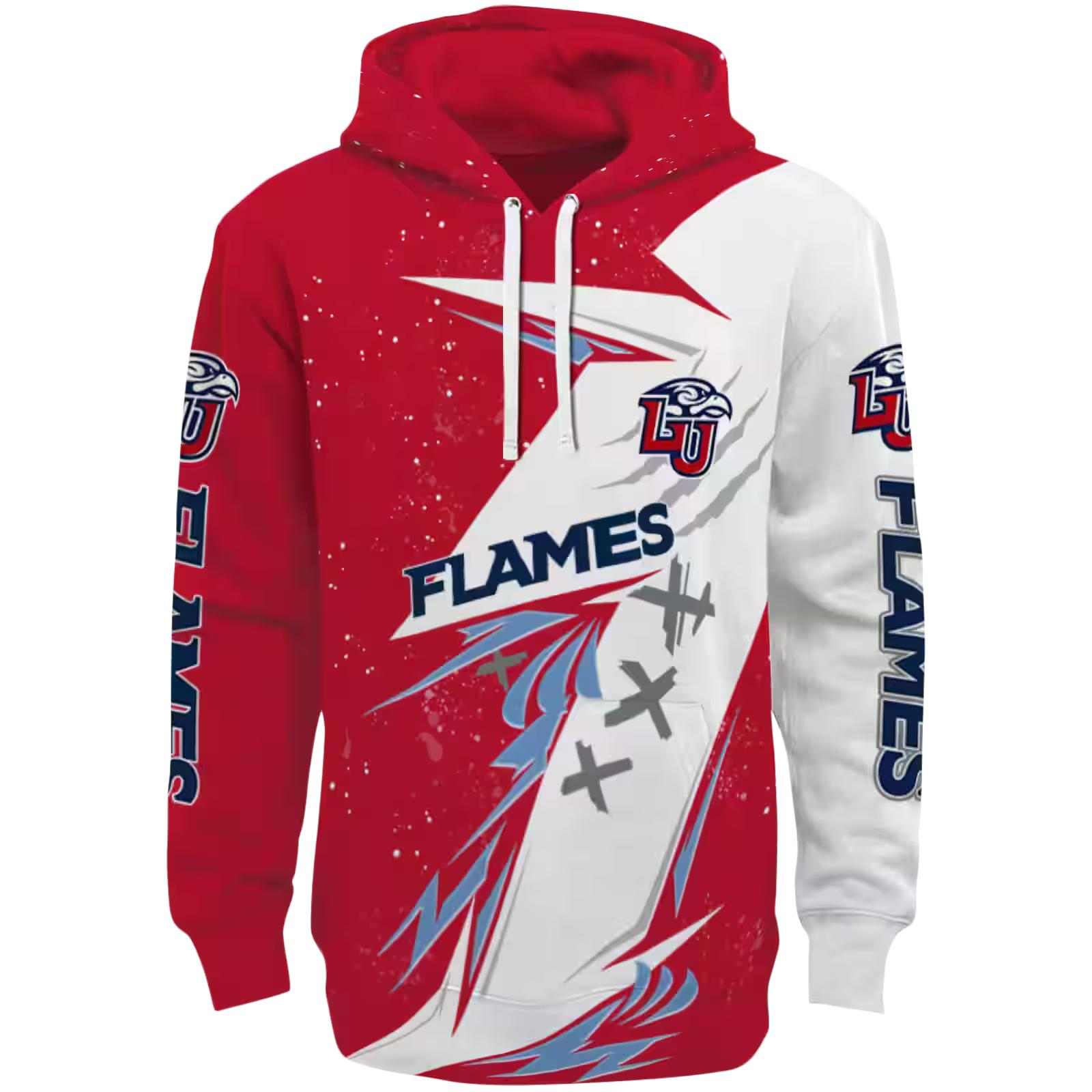Liberty Flames Dynamic Slash Red White Hoodie