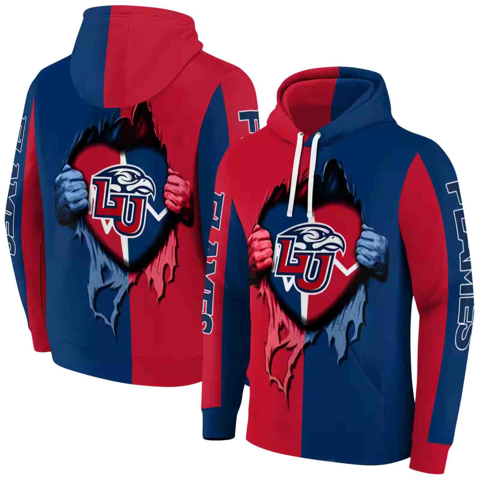 liberty flames heartbeat graphic red hoodie fashion forward