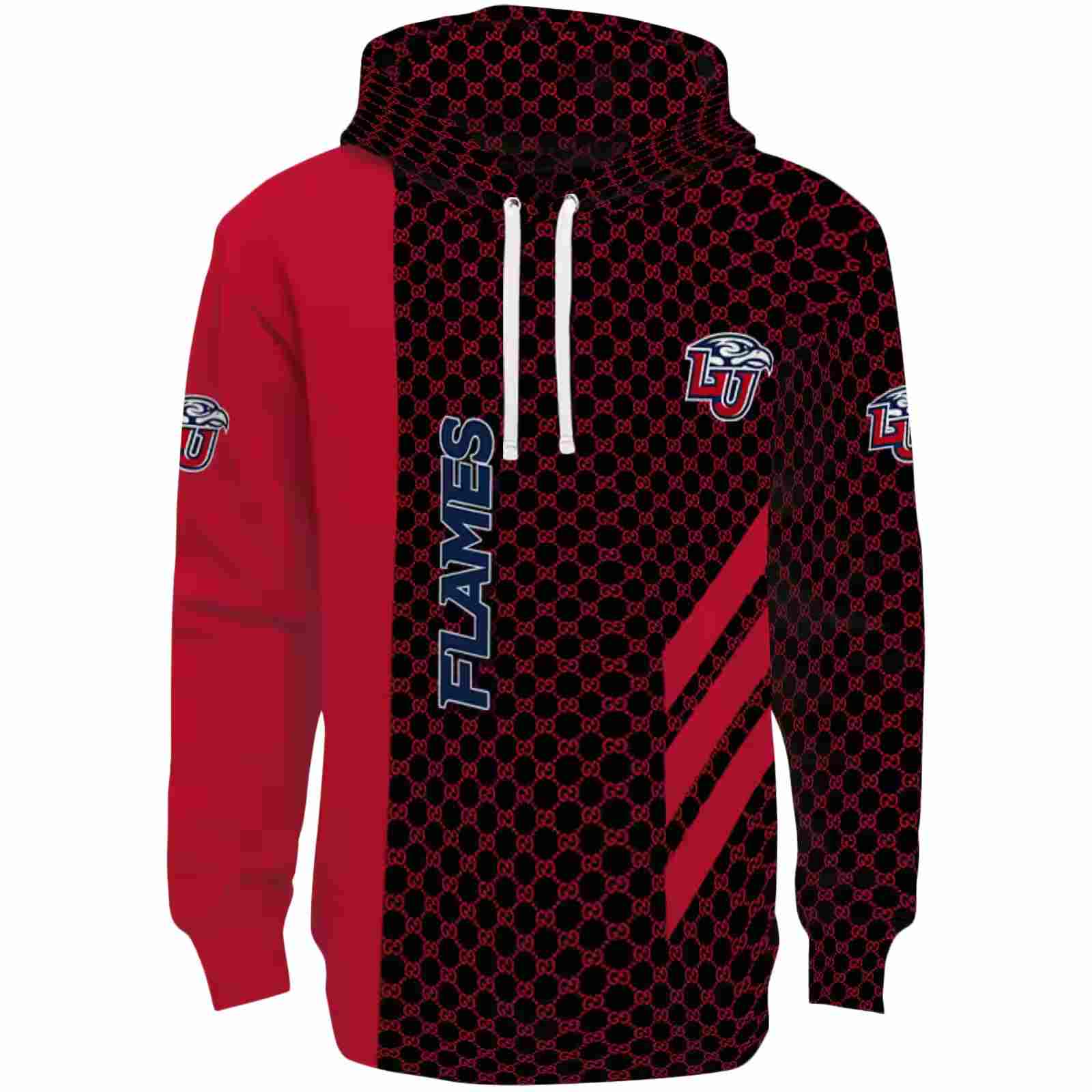 Liberty Flames Monogram Pattern Red Hoodie