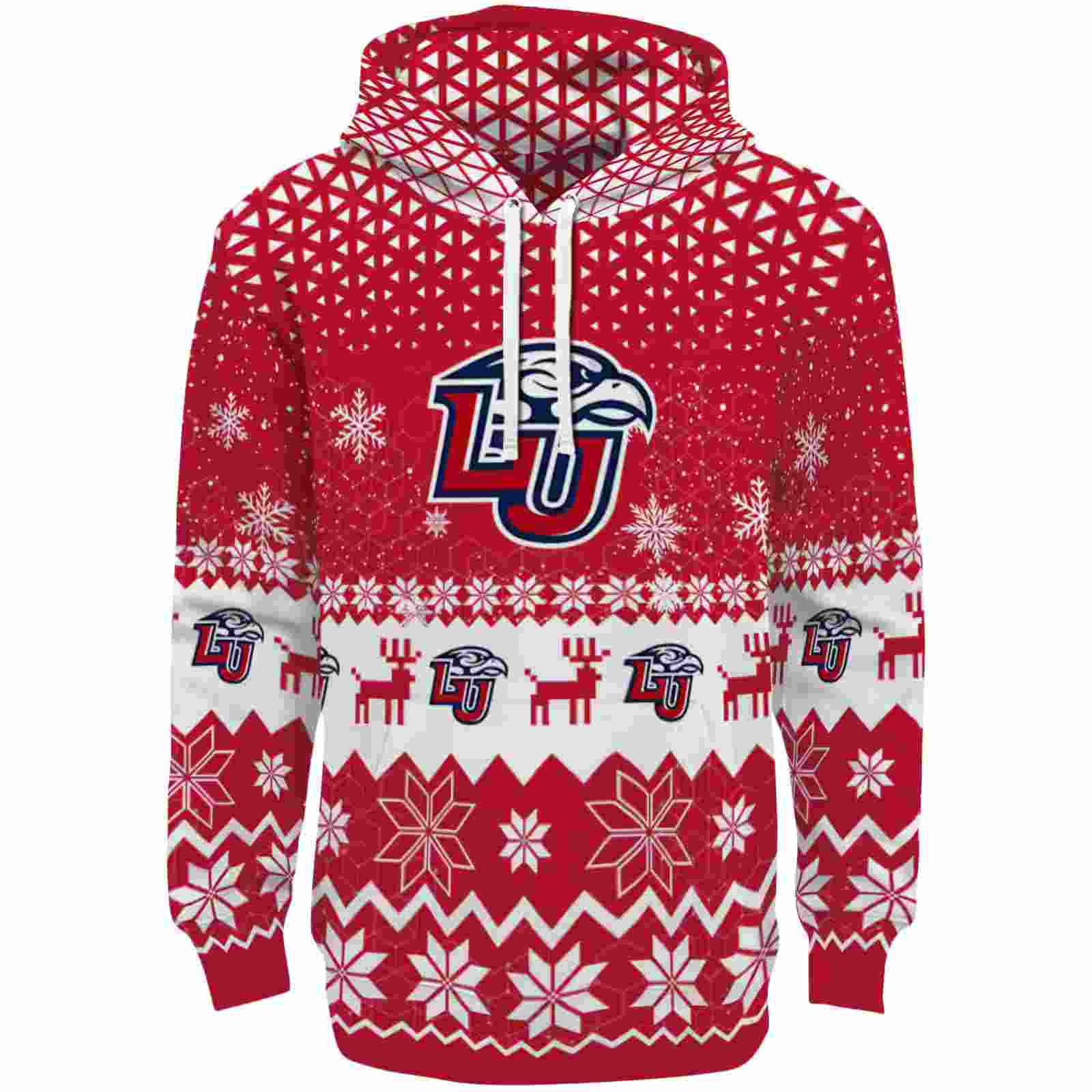 Liberty Flames Reindeer Motif Red Hoodie