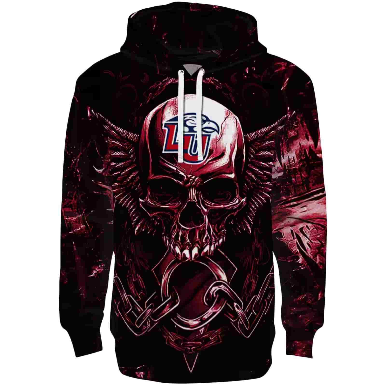 Liberty Flames Skull Artwork Red Black Hoodie