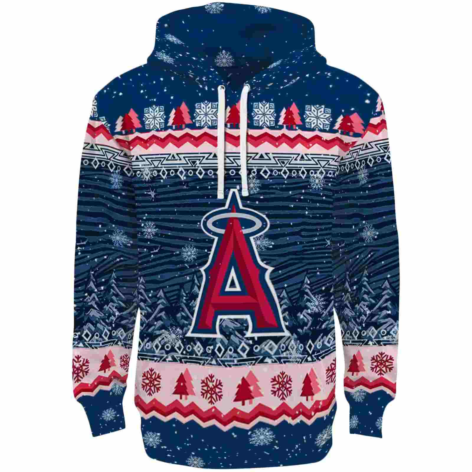 Los Angeles Angels Christmas Trees Blue Hoodie