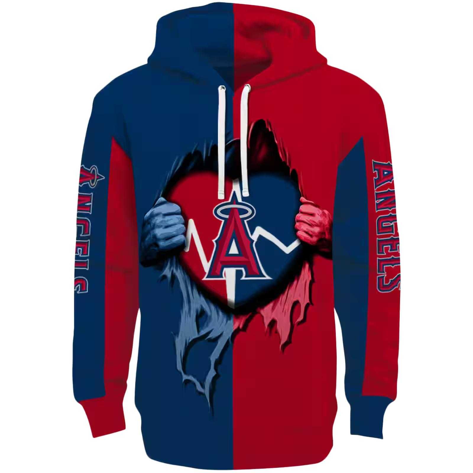 Los Angeles Angels Heartbeat Graphic Blue Hoodie