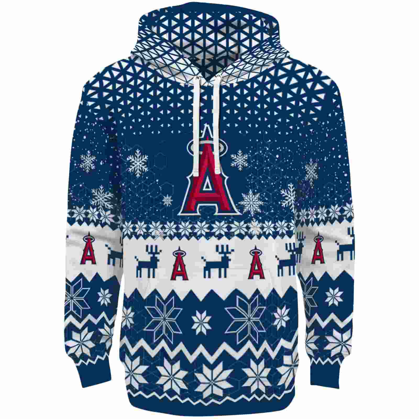 Los Angeles Angels Reindeer Motif Blue Hoodie