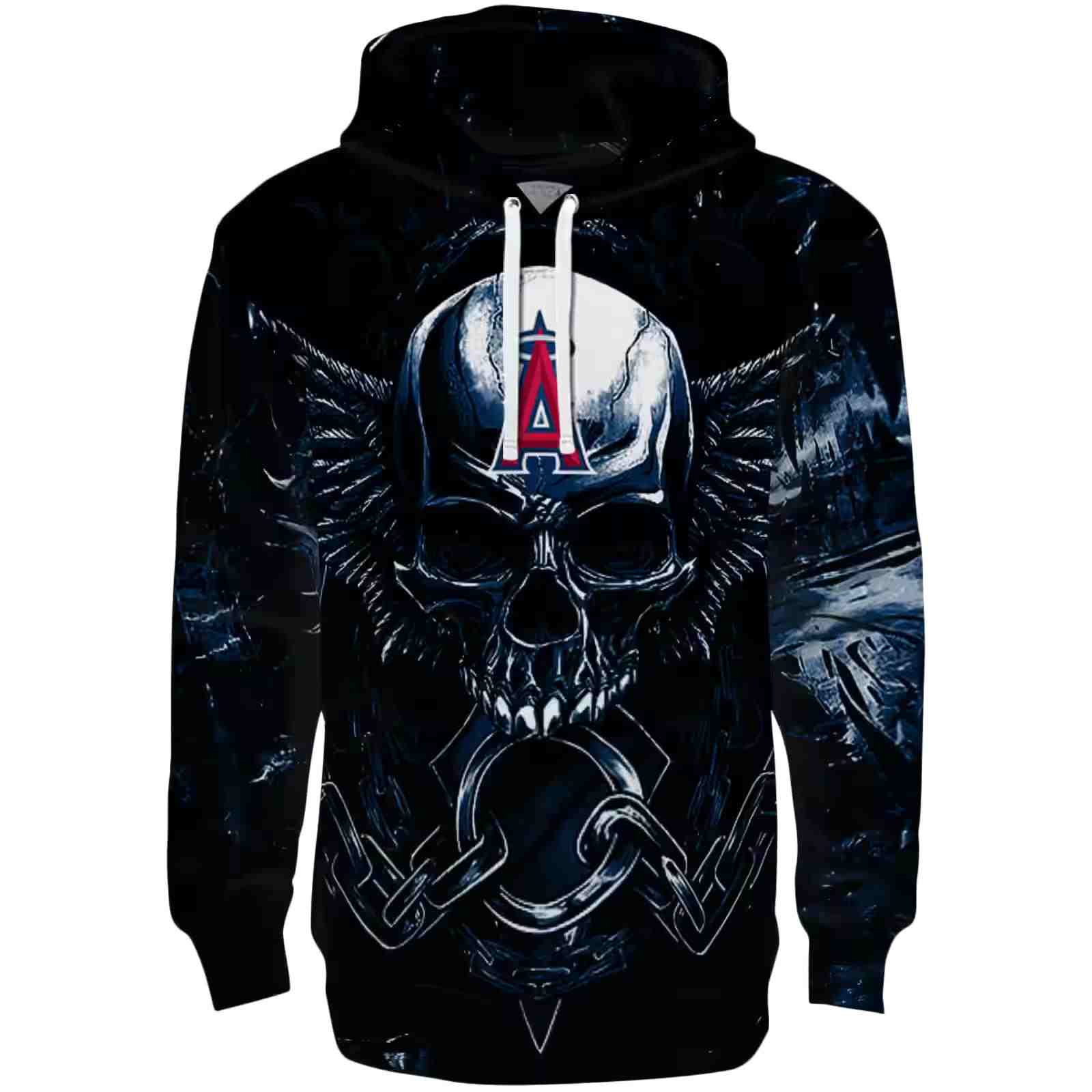 Los Angeles Angels Skull Artwork Blue Black Hoodie