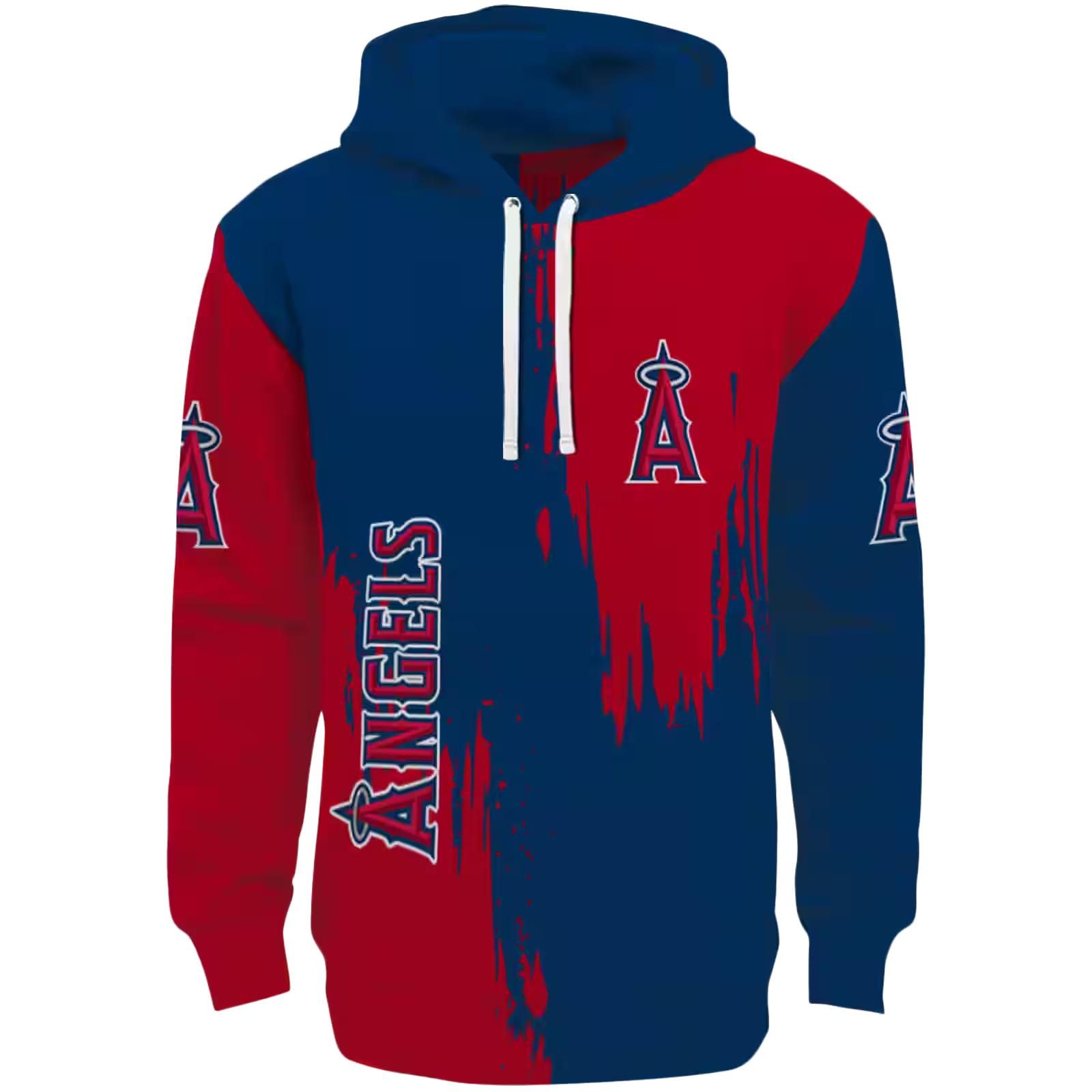 Los Angeles Angels Splatter Effect Blue Hoodie