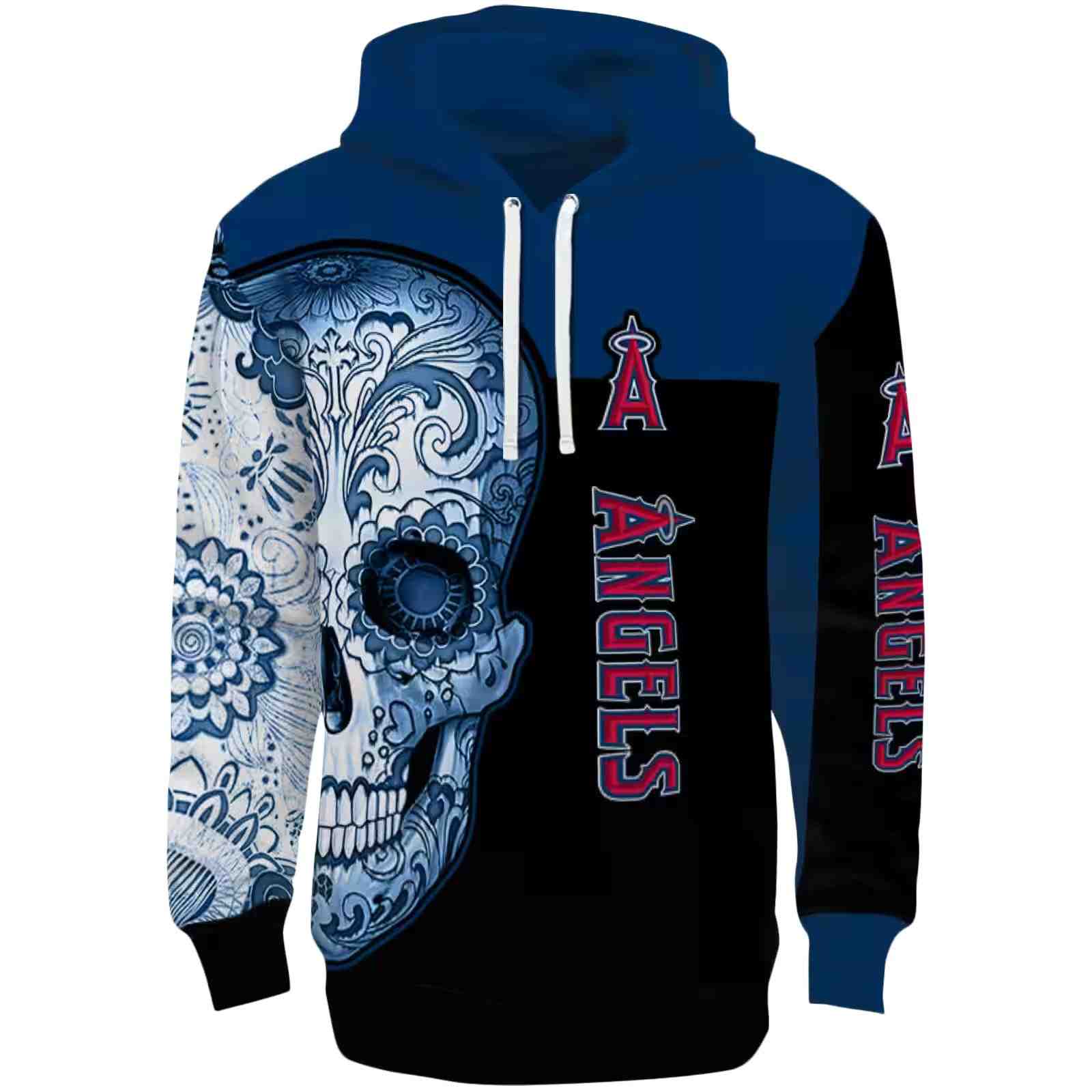 Los Angeles Angels Sugar Skull Blue Black Hoodie