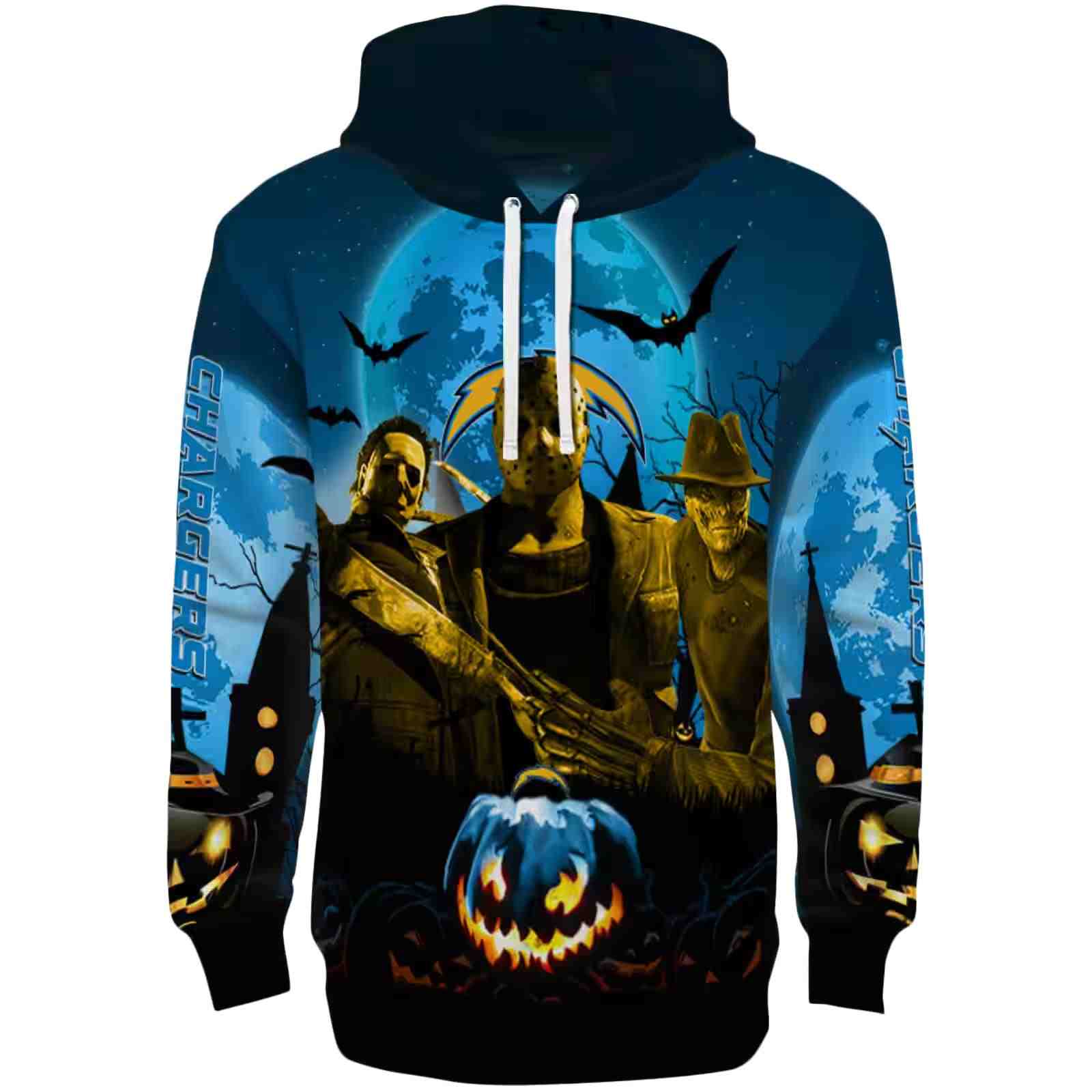 Los Angeles Chargers Halloween Vibes Blue Black Hoodie