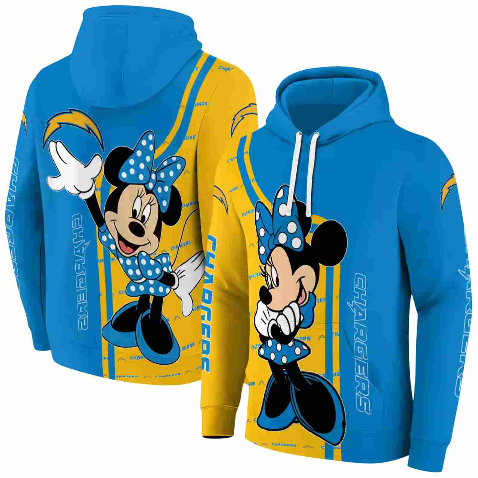 los angeles chargers minnie mouse blue hoodie fashion forward