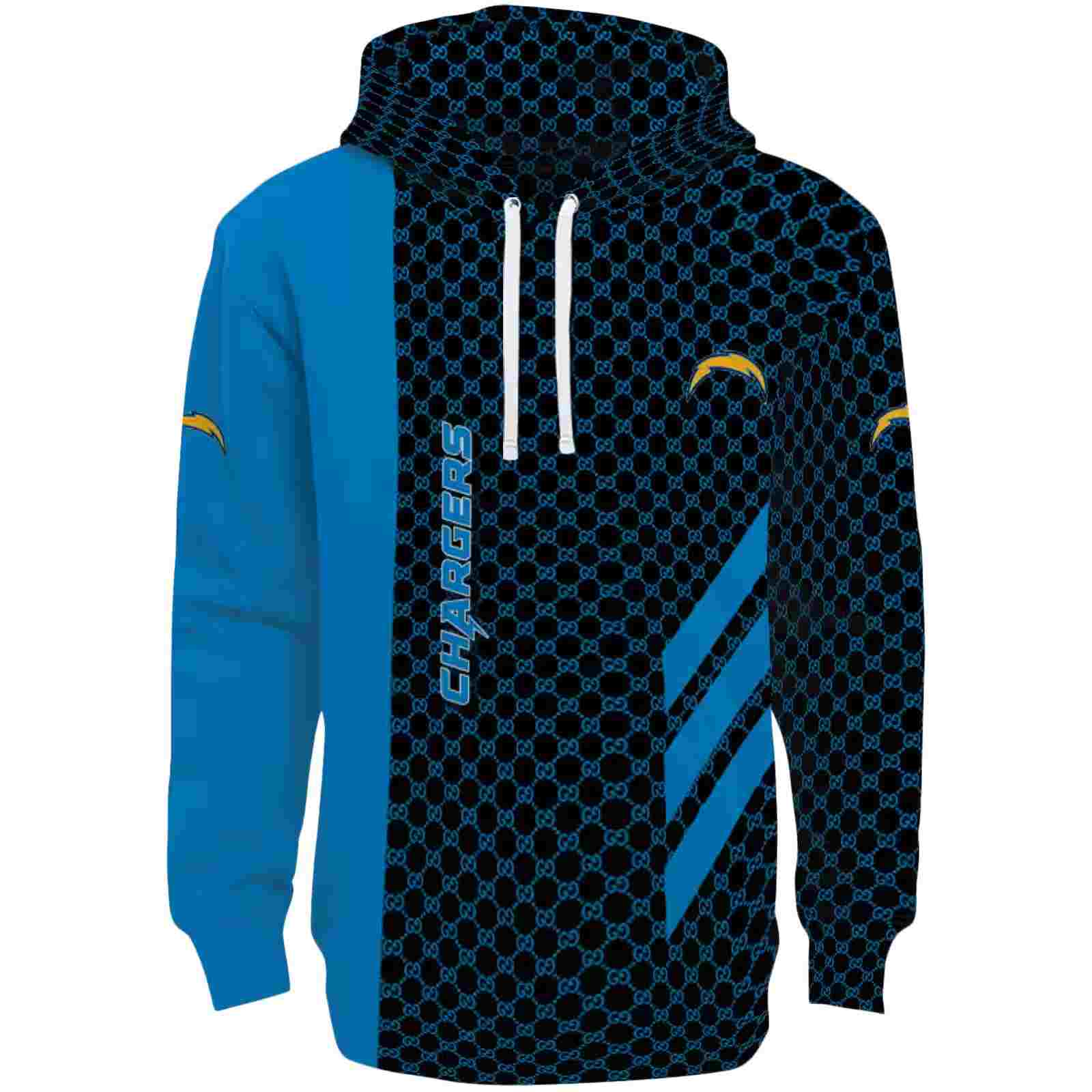 Los Angeles Chargers Monogram Pattern Blue Hoodie