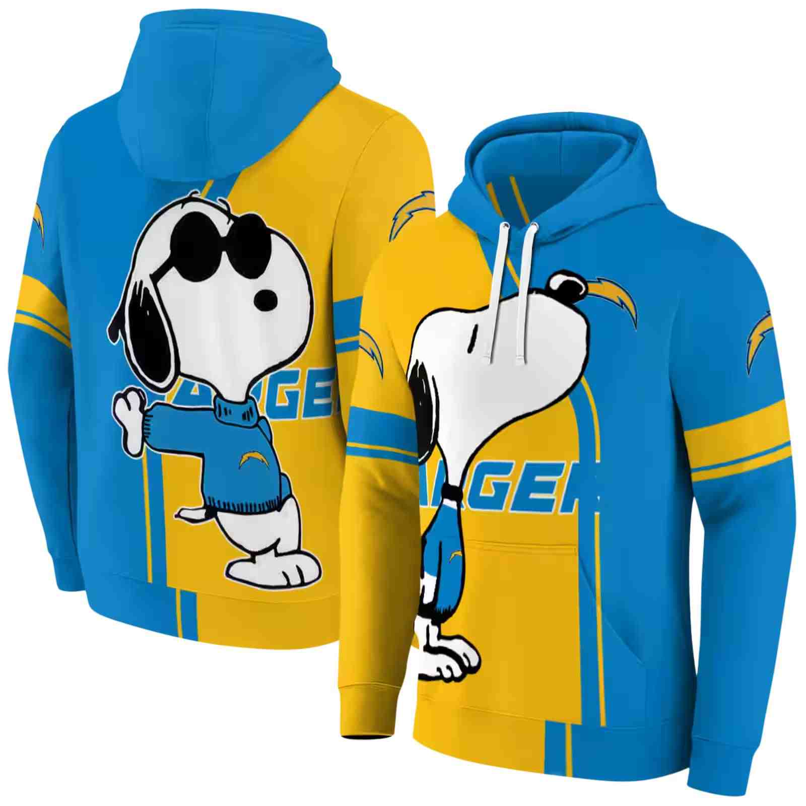 los angeles chargers playful snoopy blue hoodie fashion forward