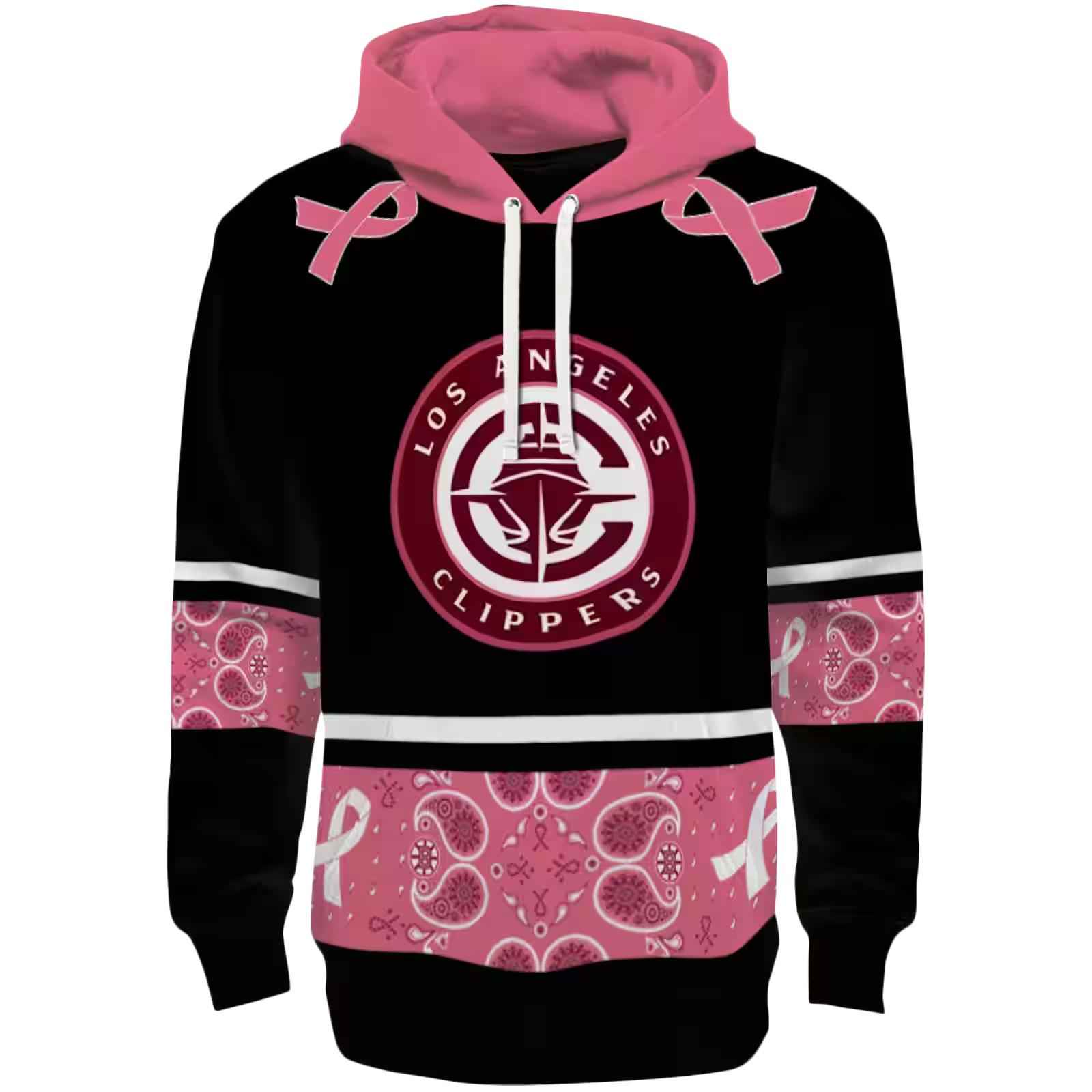 Los Angeles Clippers Awareness Ribbon Black Pink Hoodie