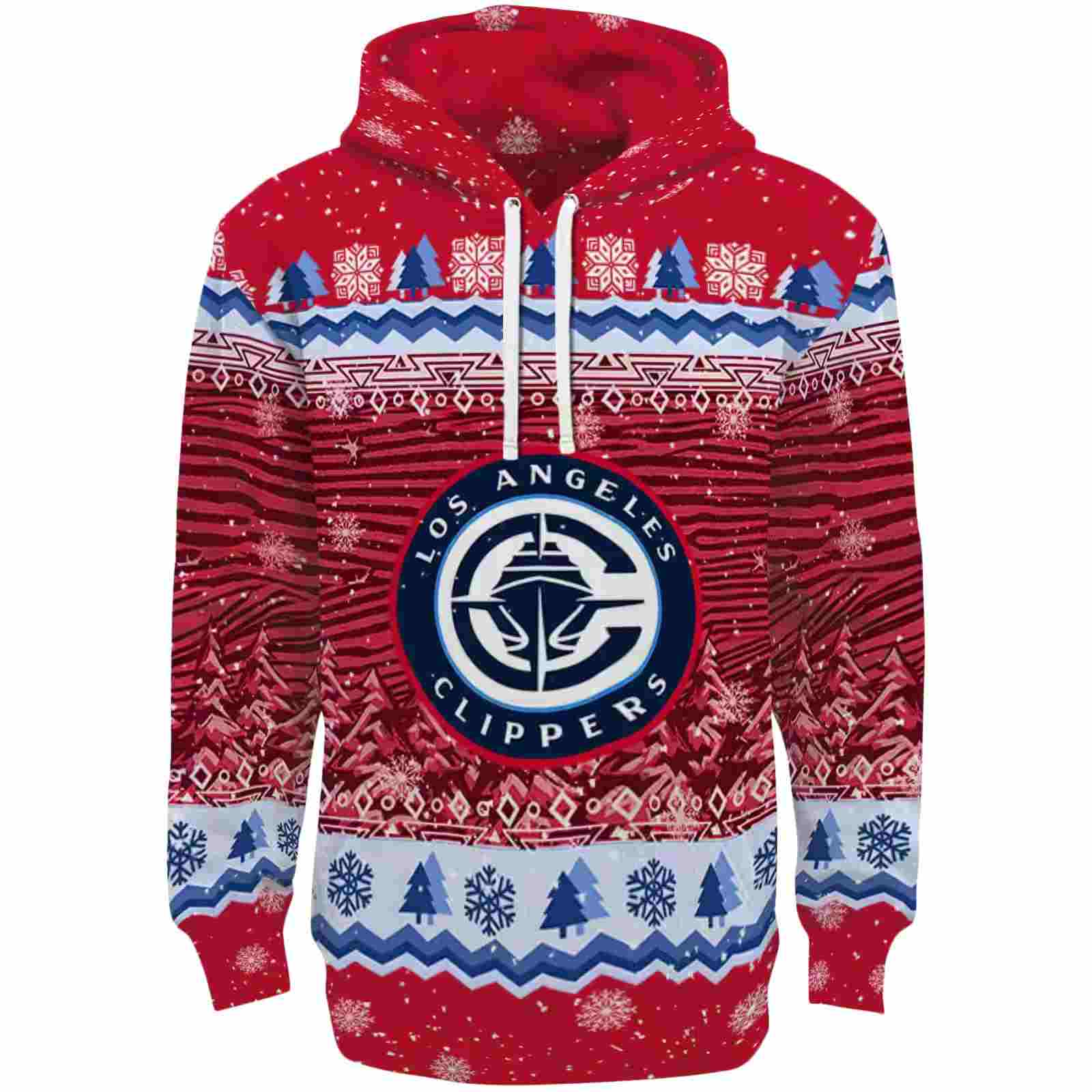 Los Angeles Clippers Christmas Trees Red Hoodie