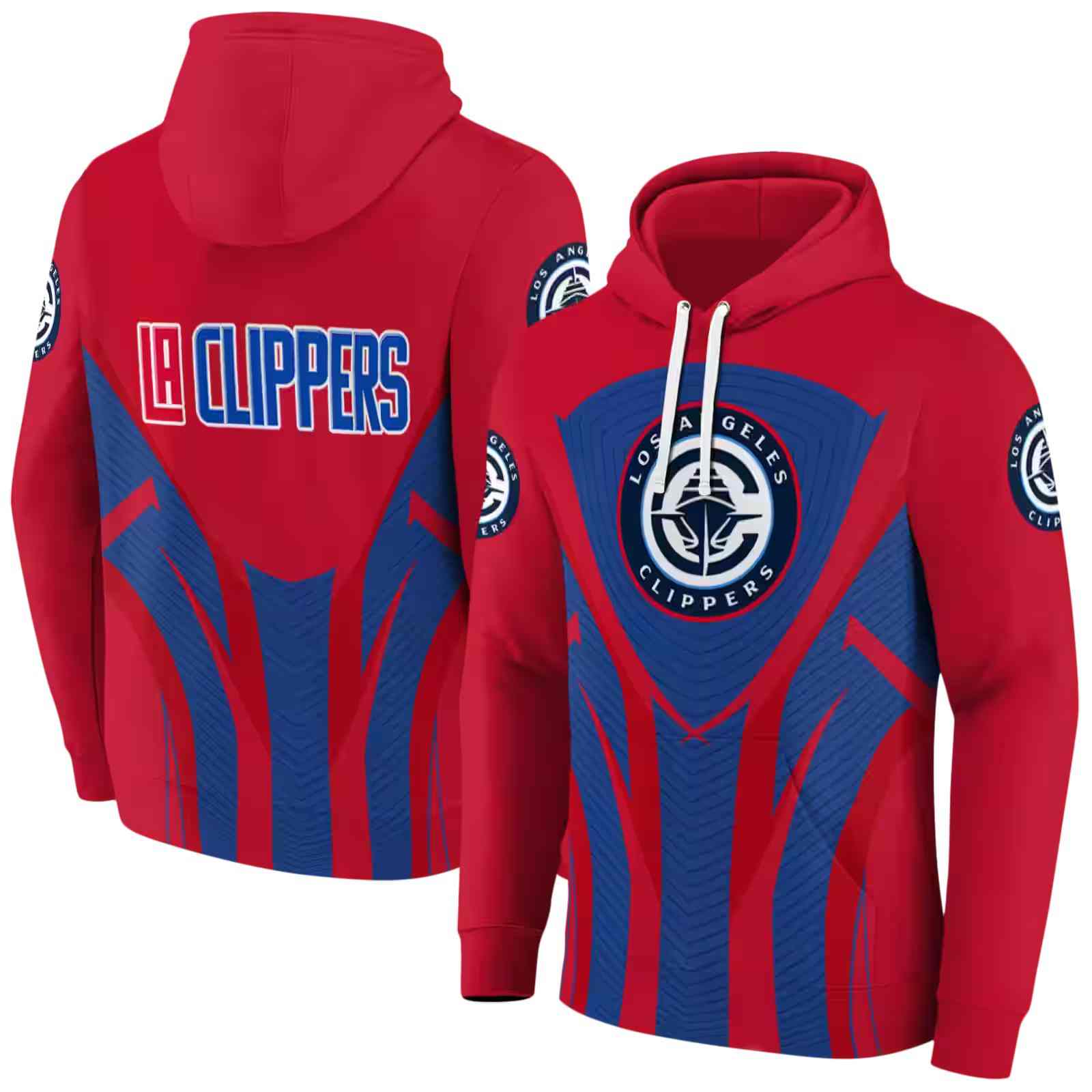 los angeles clippers concentric lines red black hoodie fashion forward