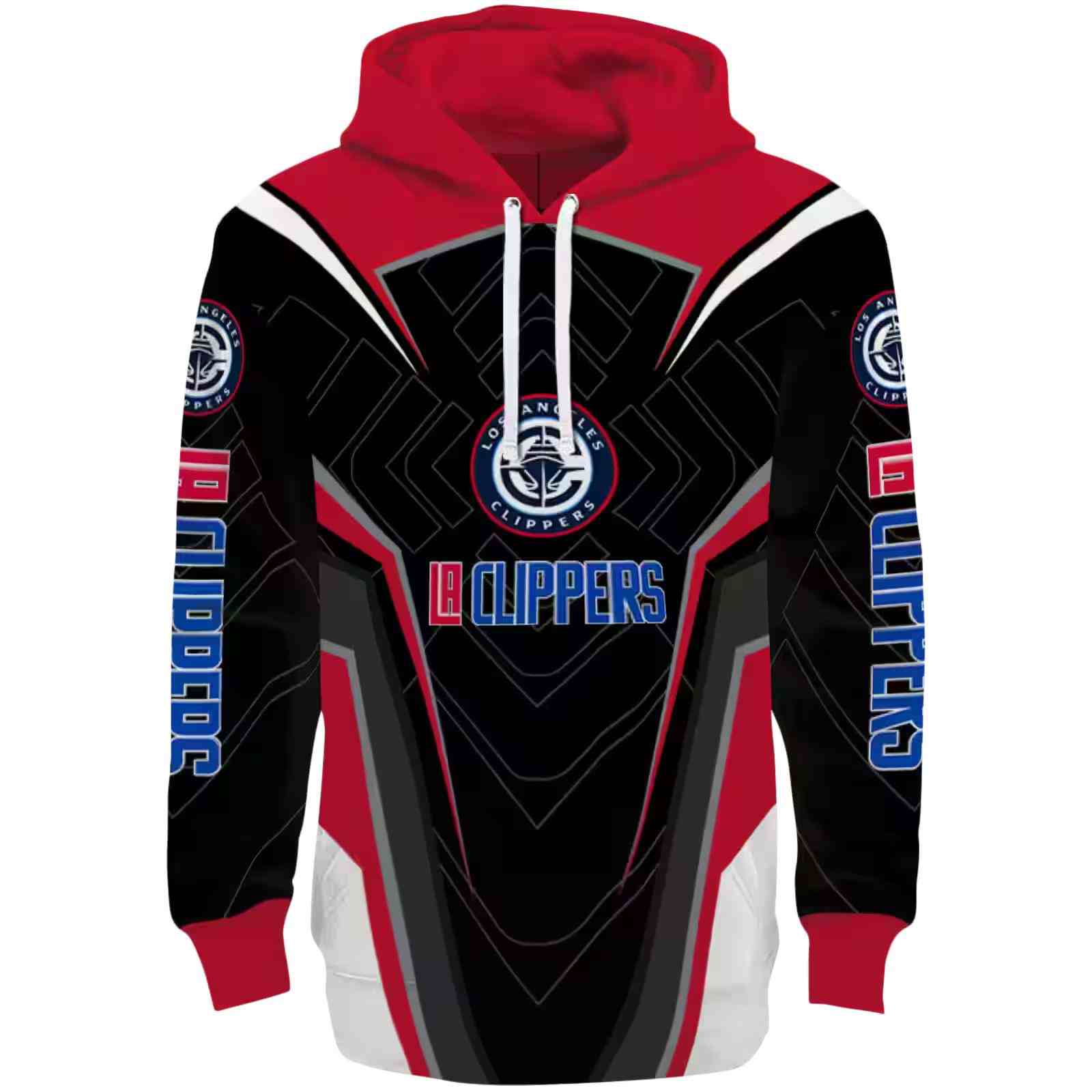 Los Angeles Clippers Futuristic Pattern Red Black Hoodie