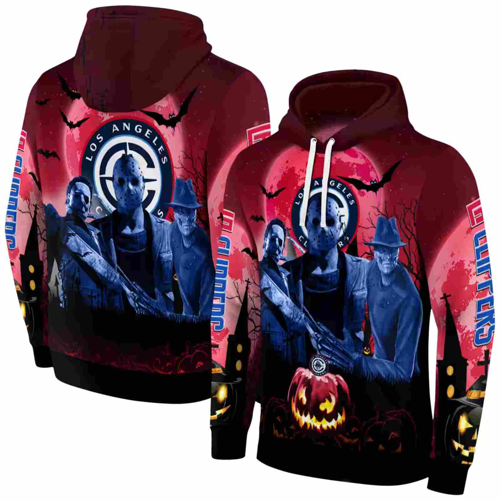 los angeles clippers halloween vibes red black hoodie fashion forward