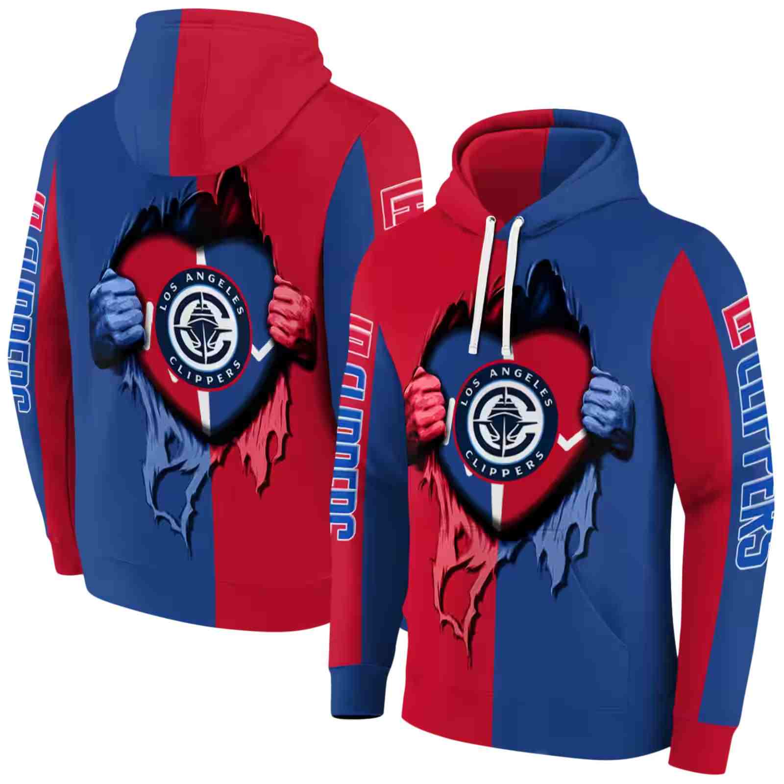 los angeles clippers heartbeat graphic red hoodie fashion forward