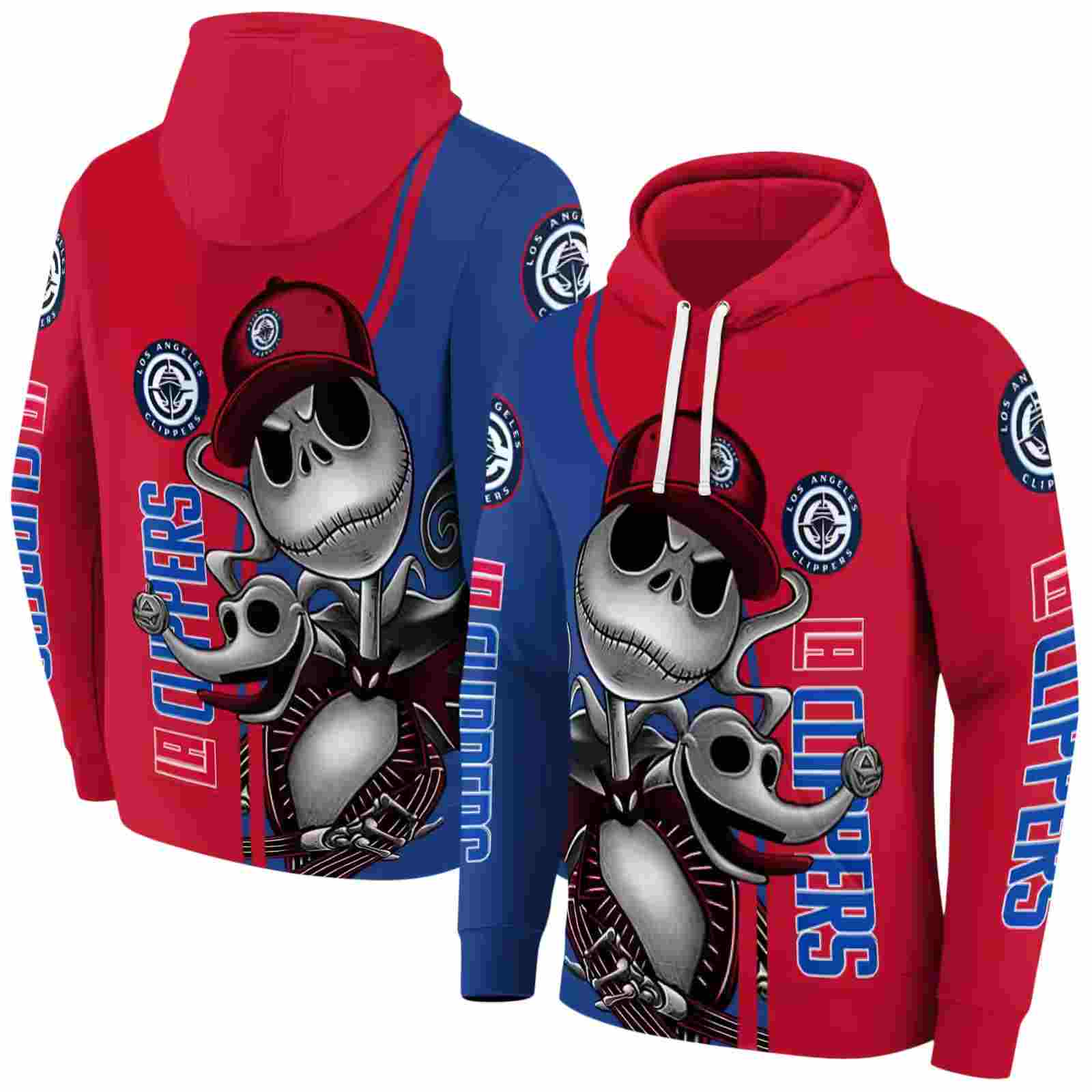 los angeles clippers jack skellington red hoodie fashion forward