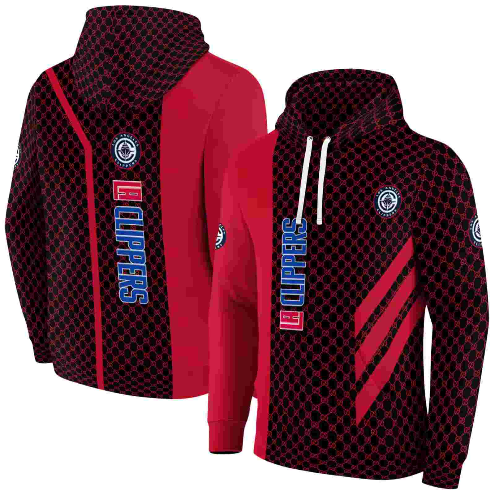 los angeles clippers monogram pattern red hoodie fashion forward