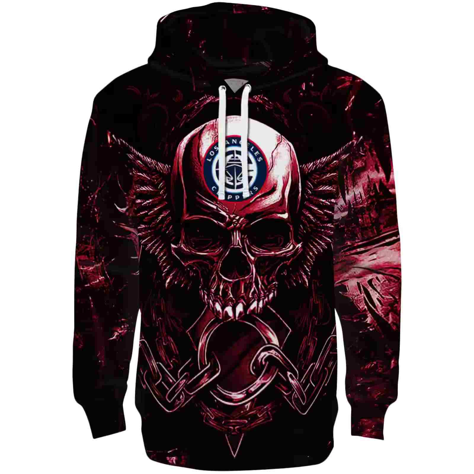 Los Angeles Clippers Skull Artwork Red Black Hoodie