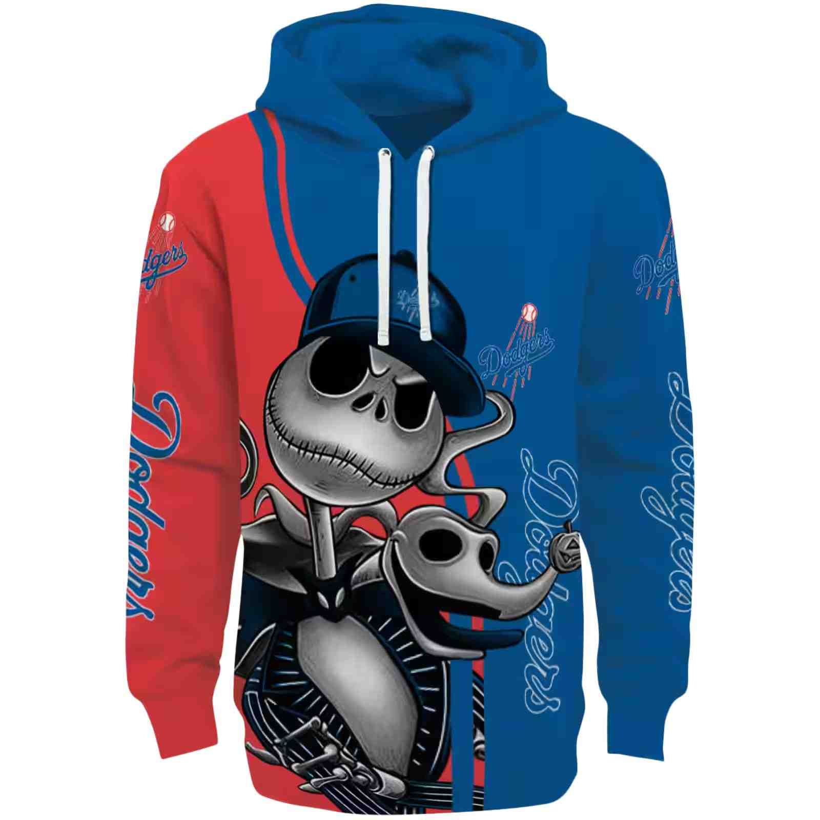 Los Angeles Dodgers Jack Skellington Blue Hoodie