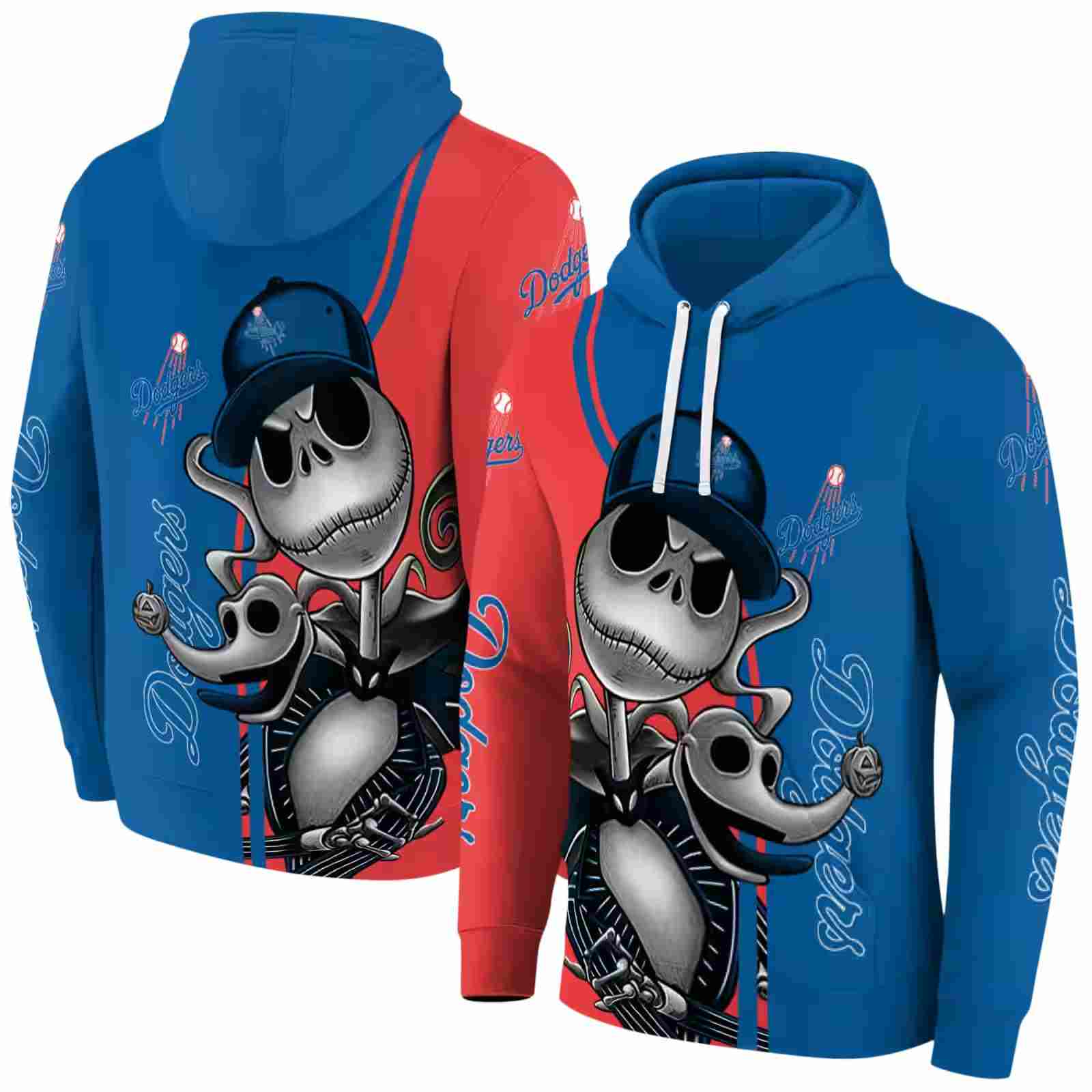 los angeles dodgers jack skellington blue hoodie fashion forward