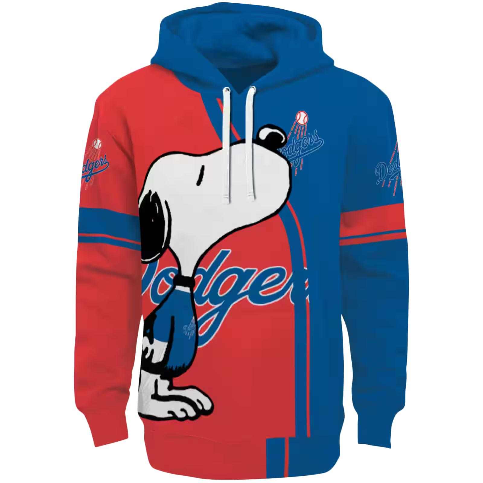 Los Angeles Dodgers Playful Snoopy Blue Hoodie