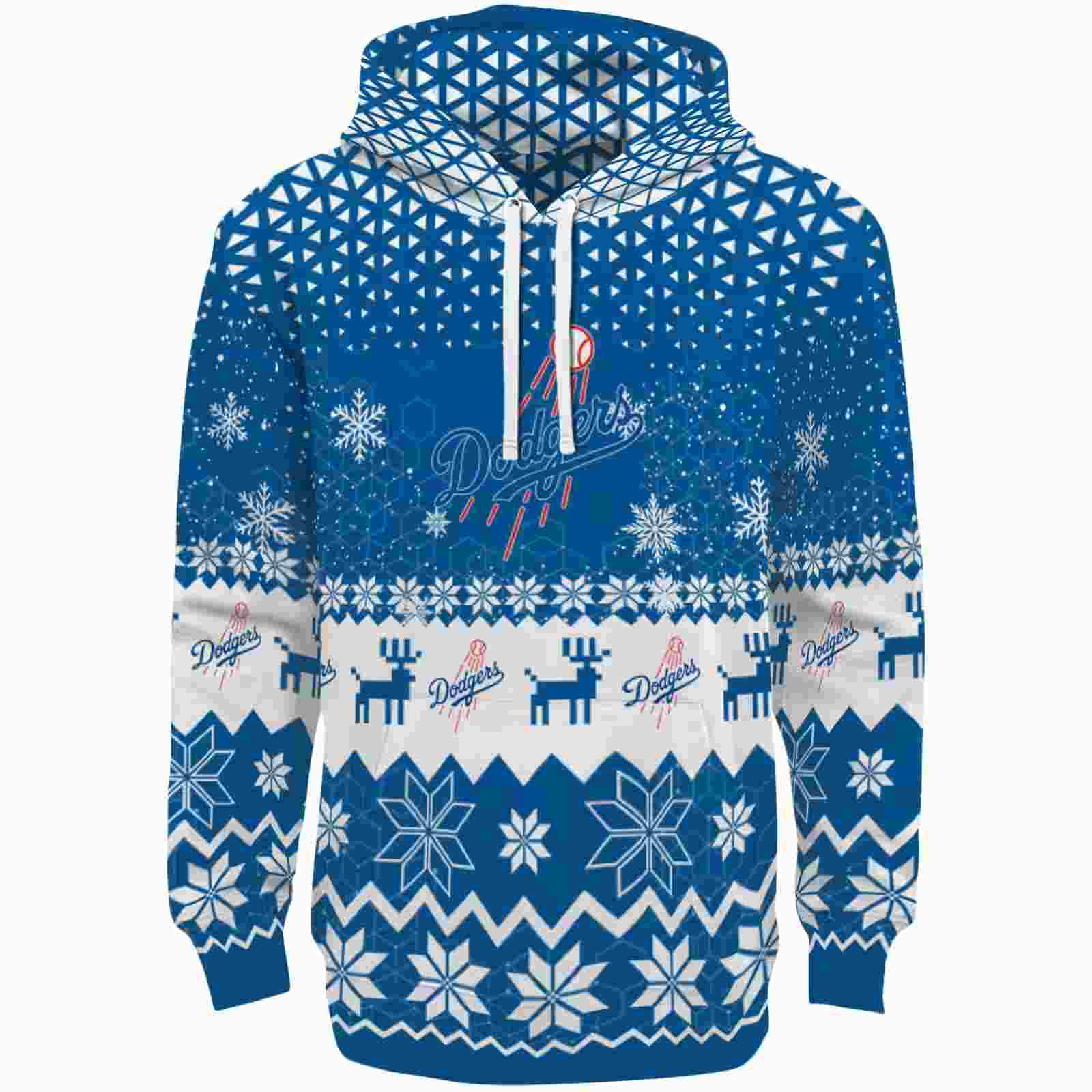 Los Angeles Dodgers Reindeer Motif Blue Hoodie