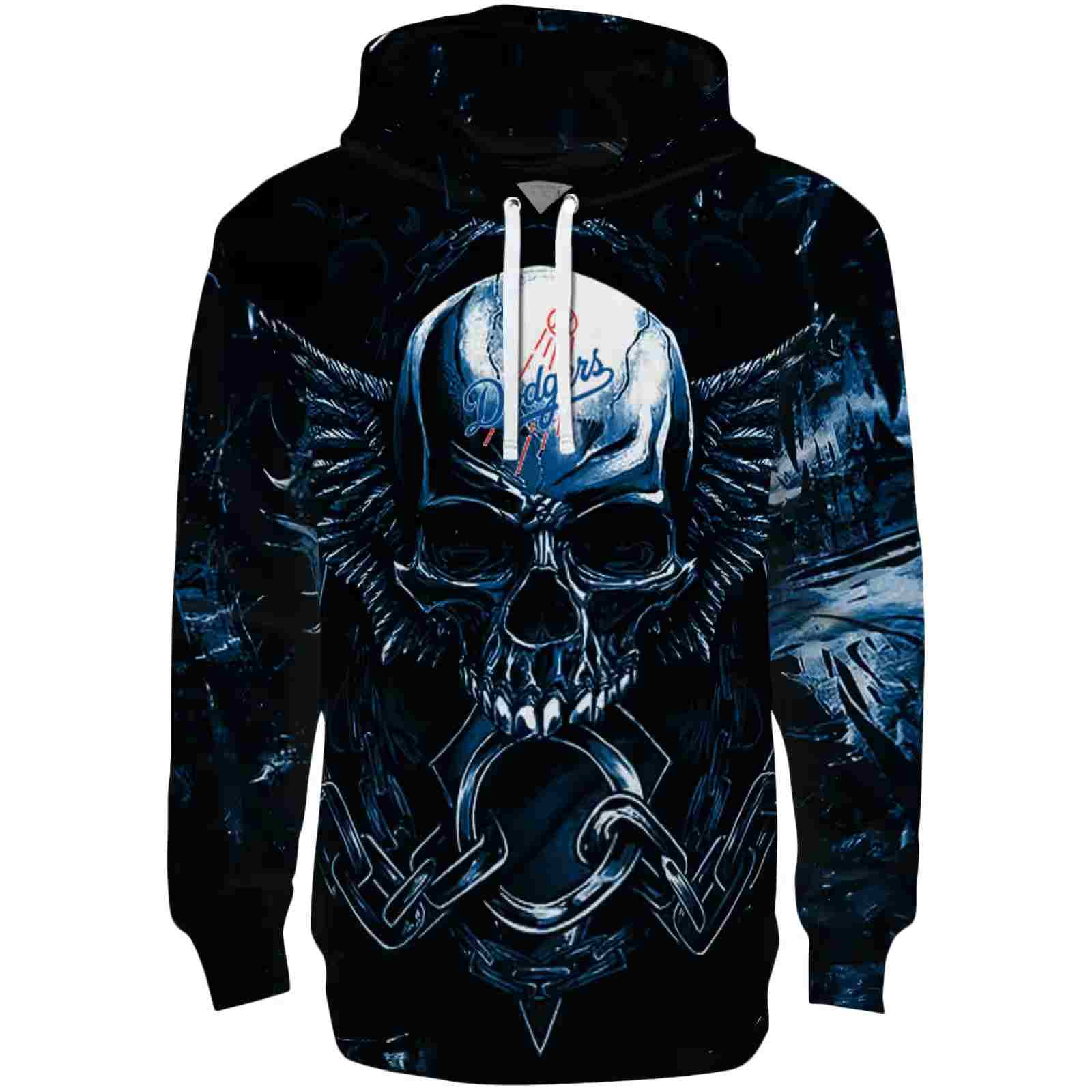 Los Angeles Dodgers Skull Artwork Blue Black Hoodie