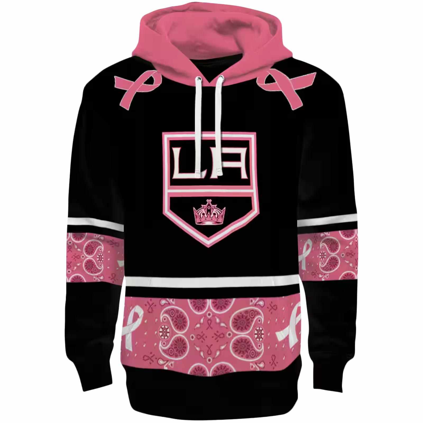 Los Angeles Kings Awareness Ribbon Black Pink Hoodie